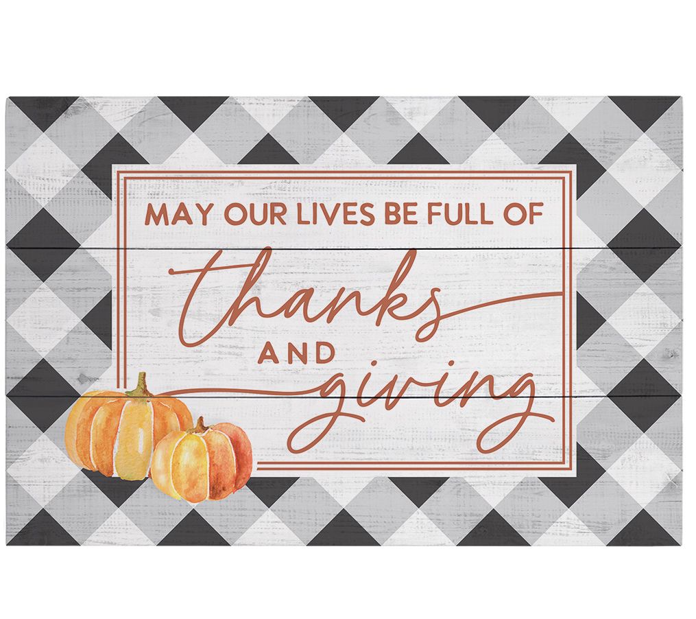 Sincere Surroundings 16" Thanks And Giving Plaid Rustic Palle