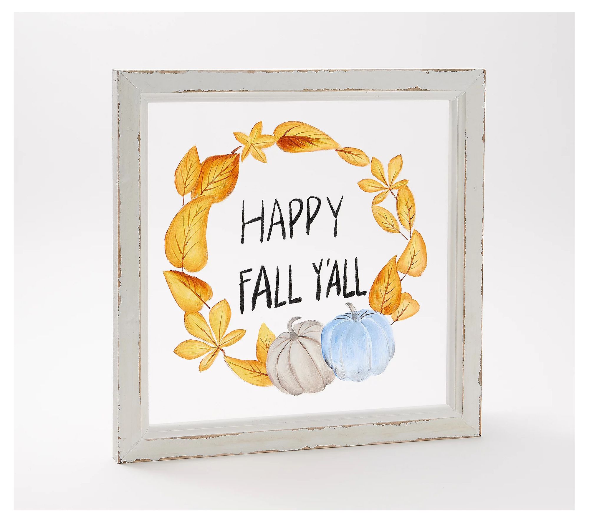 Evergreen Happy Fall Hand Painted Screen Wood F rame Wall Deco