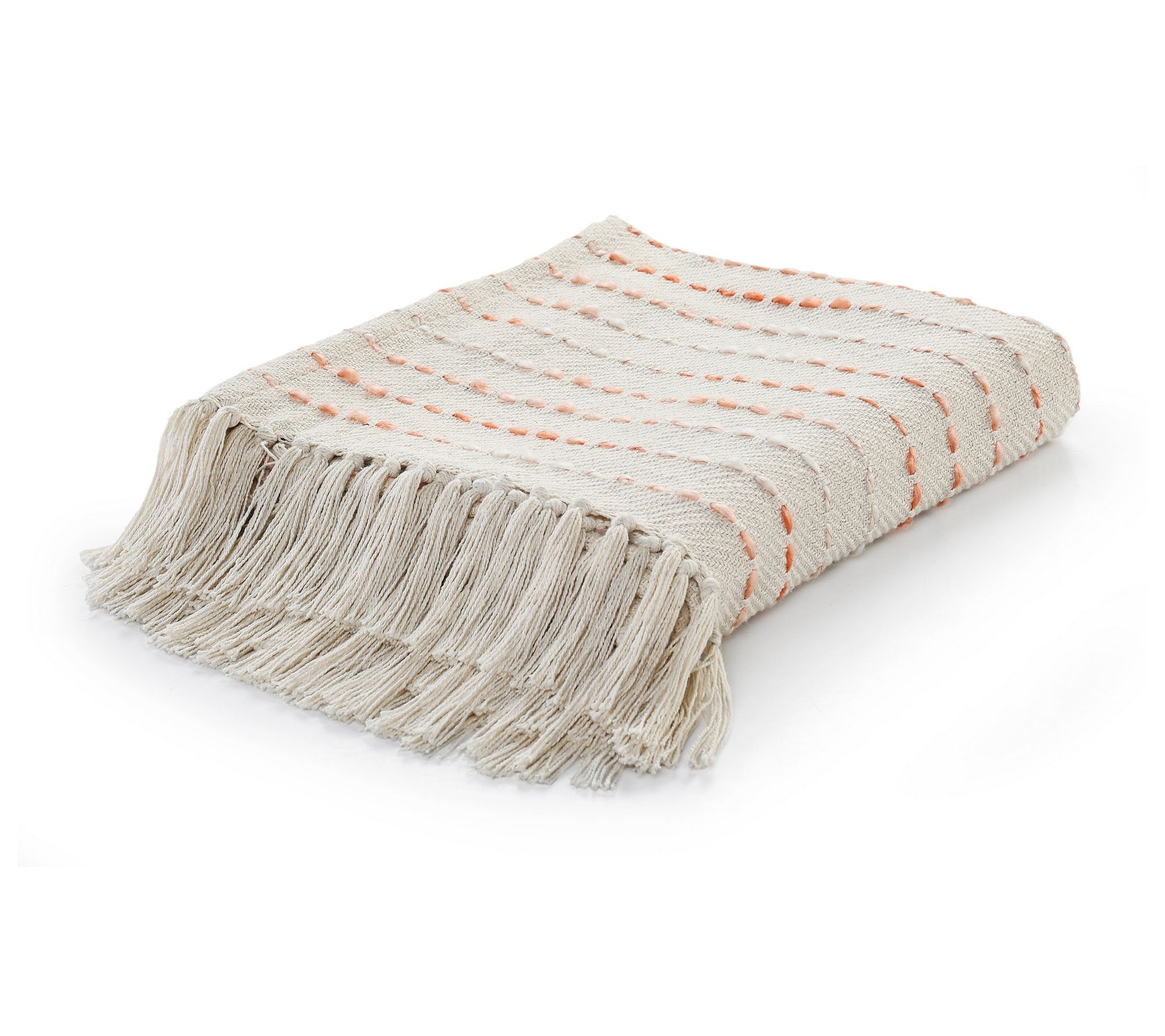 Ox Bay Striped Woven Cotton Blend Throw Blanket