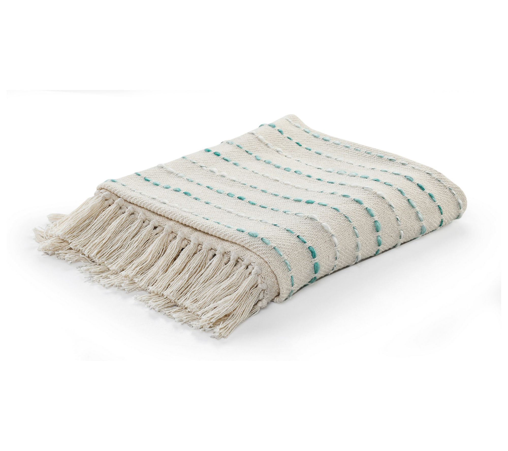 Ox Bay Striped Woven Cotton Blend Throw Blanket