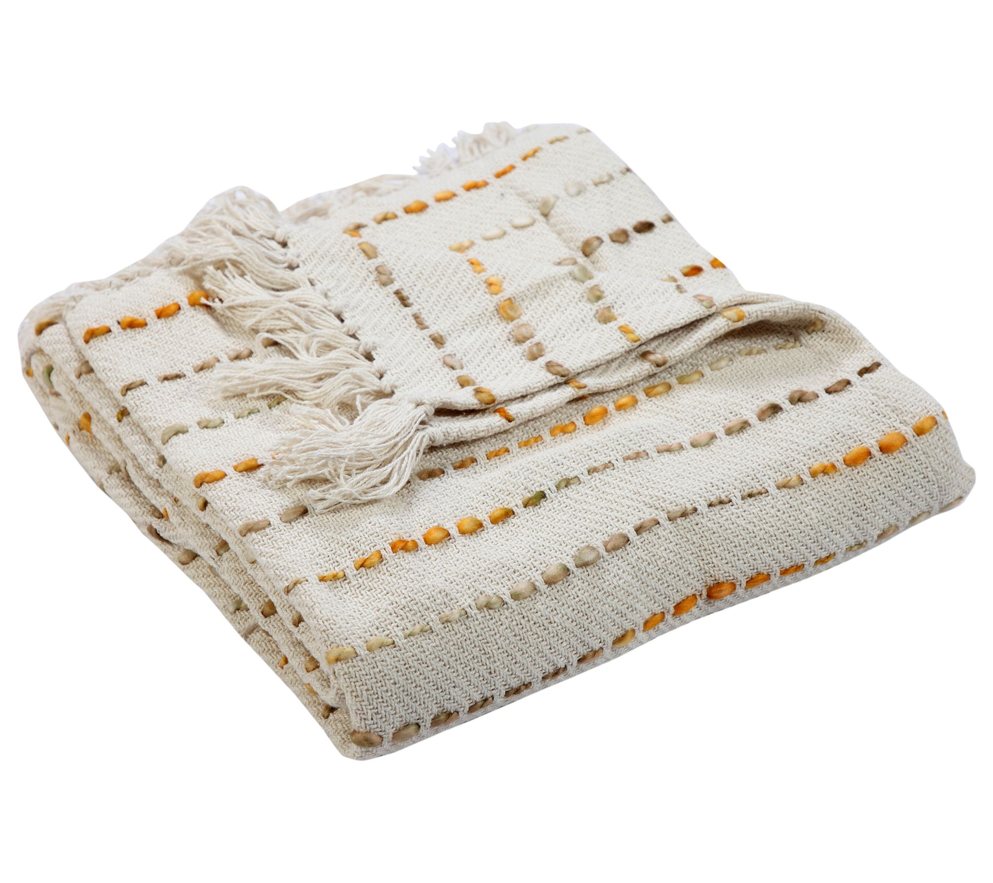 Ox Bay Striped Woven Cotton Blend Throw Blanket