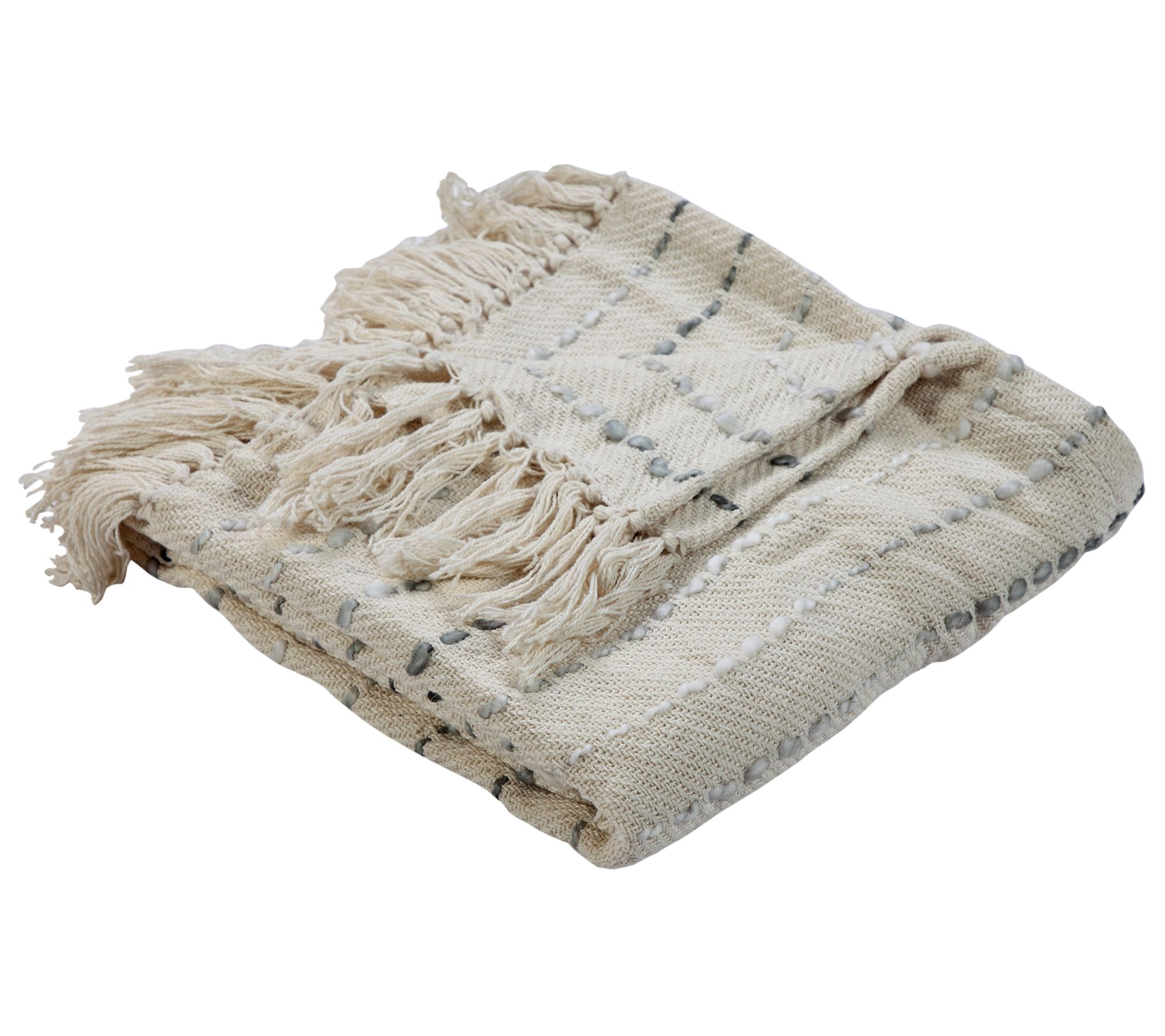 Ox Bay Striped Woven Cotton Blend Throw Blanket