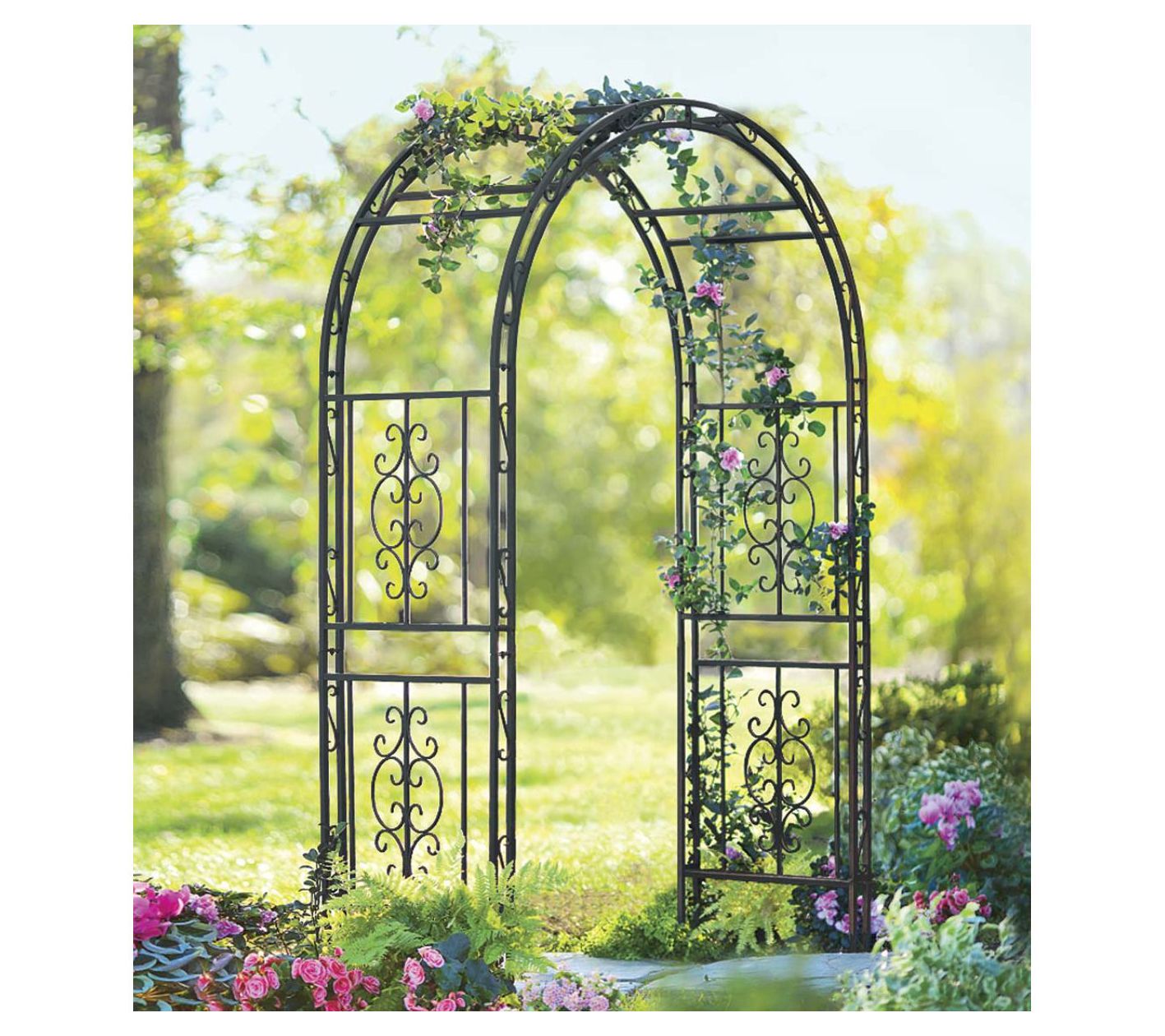 Evergreen Montebello Iron Arched Garden Arbor