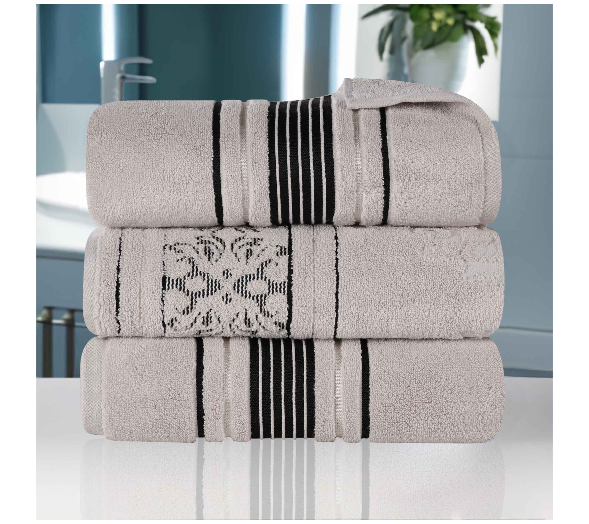 Superior 4pc Sadie Zero Twist Cotton AbsorbentBath Towel Set