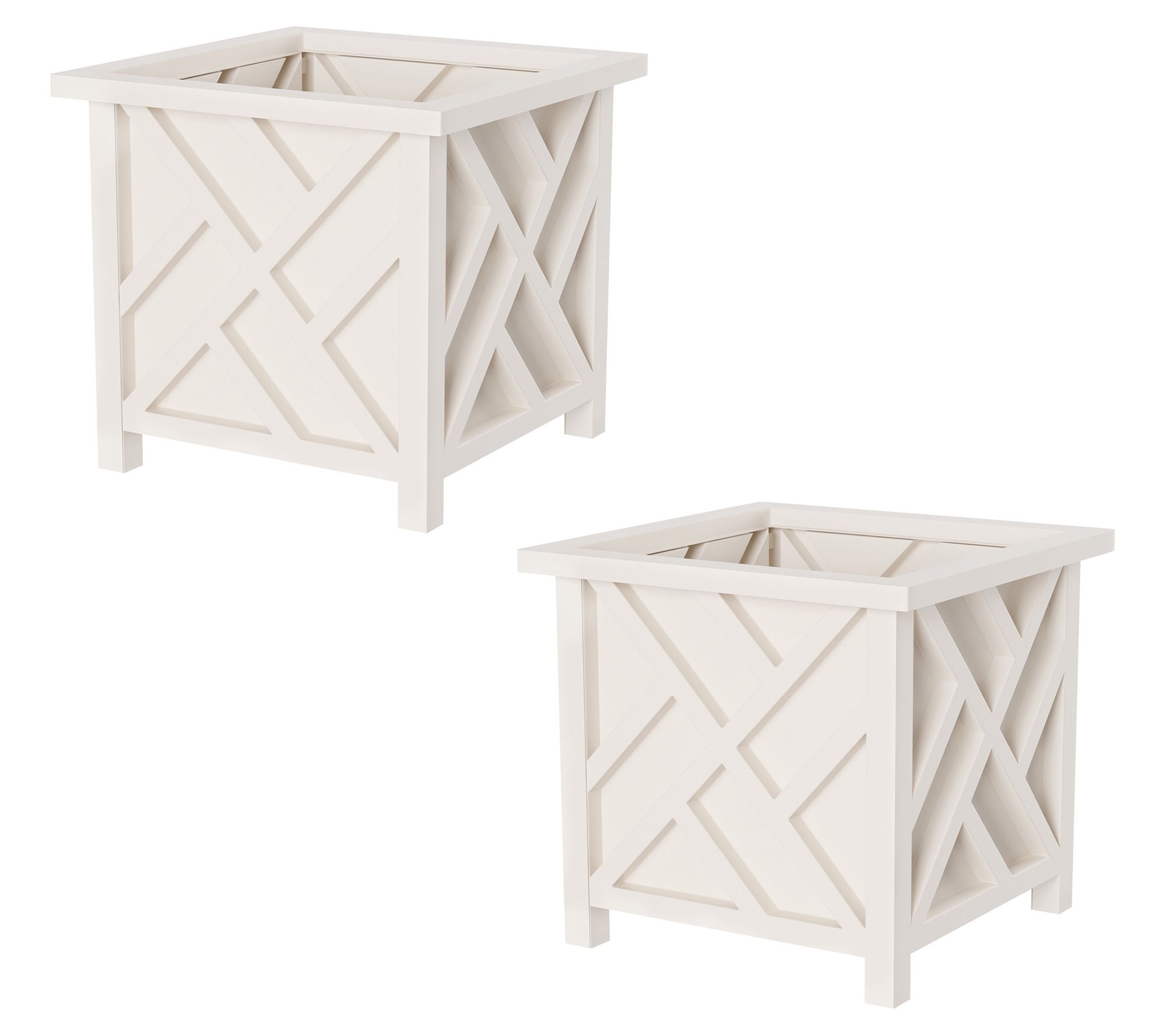Pure Garden S/2 Lattice Design 15" Decorative Planters