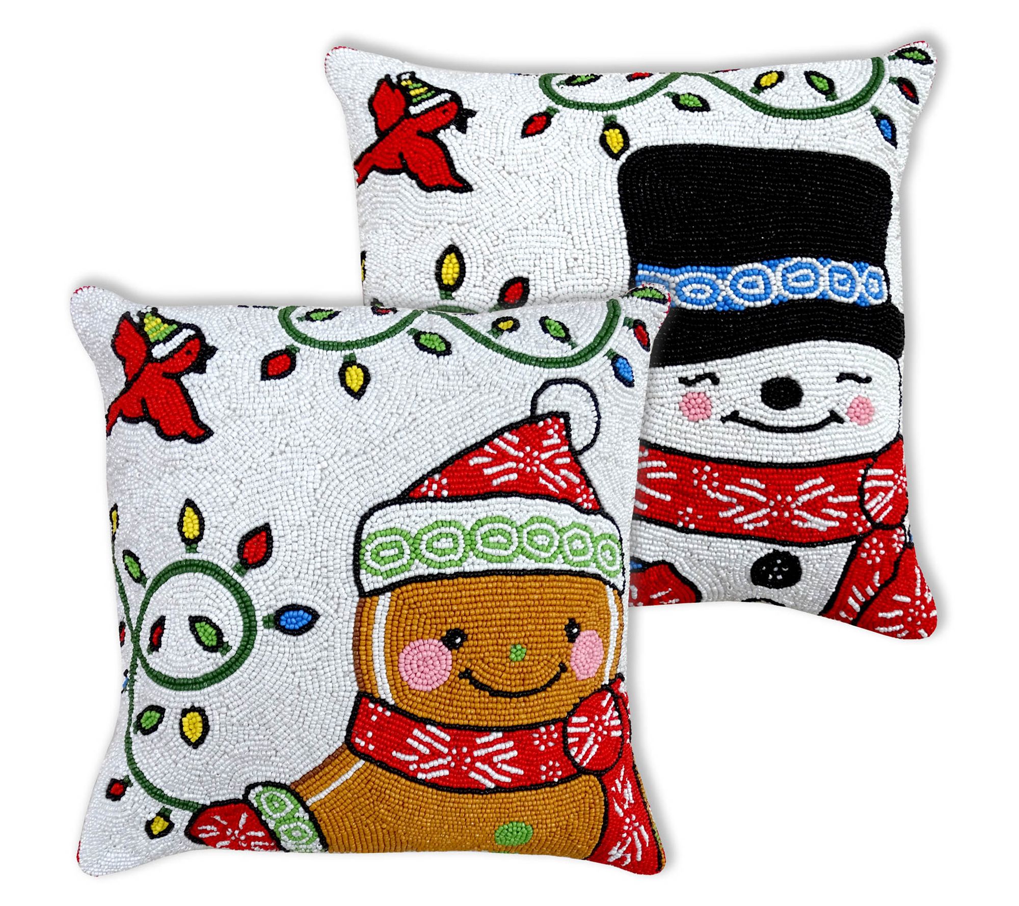 Temp-tations Seasonal Set of (2) 14" Beaded Pillows