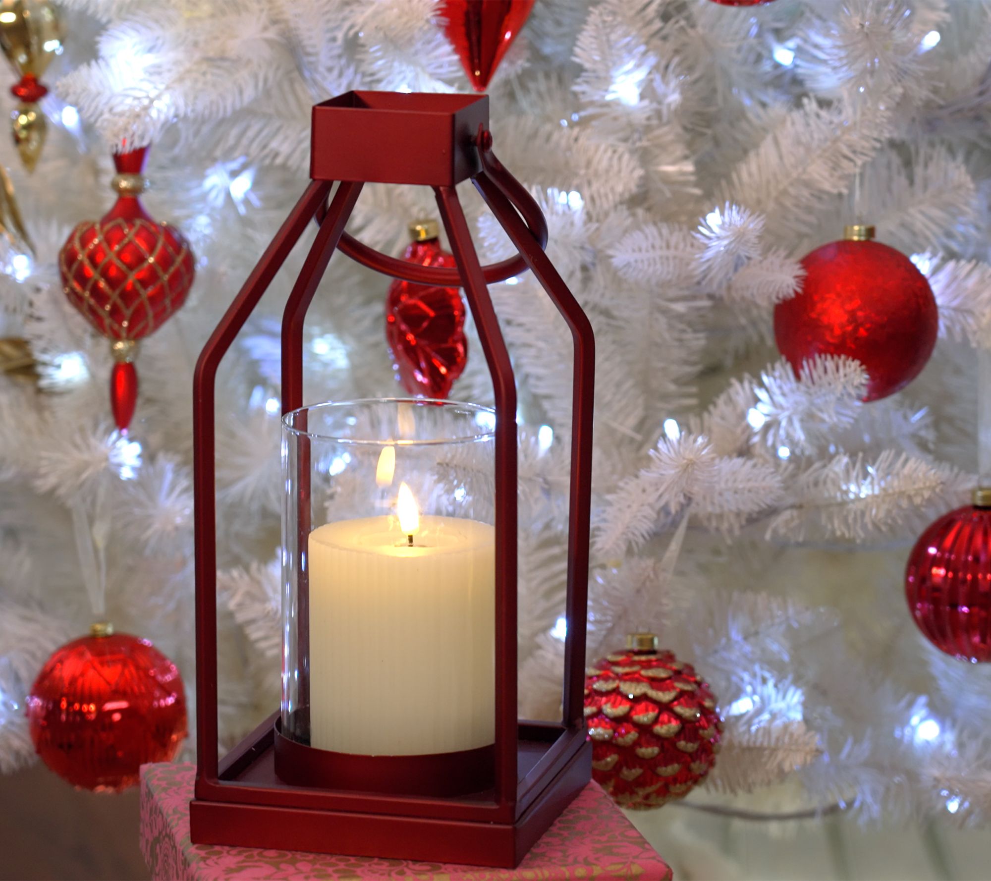 Metal Frame Lantern with Ribbed Candle by Kim Gravel - QVC.com