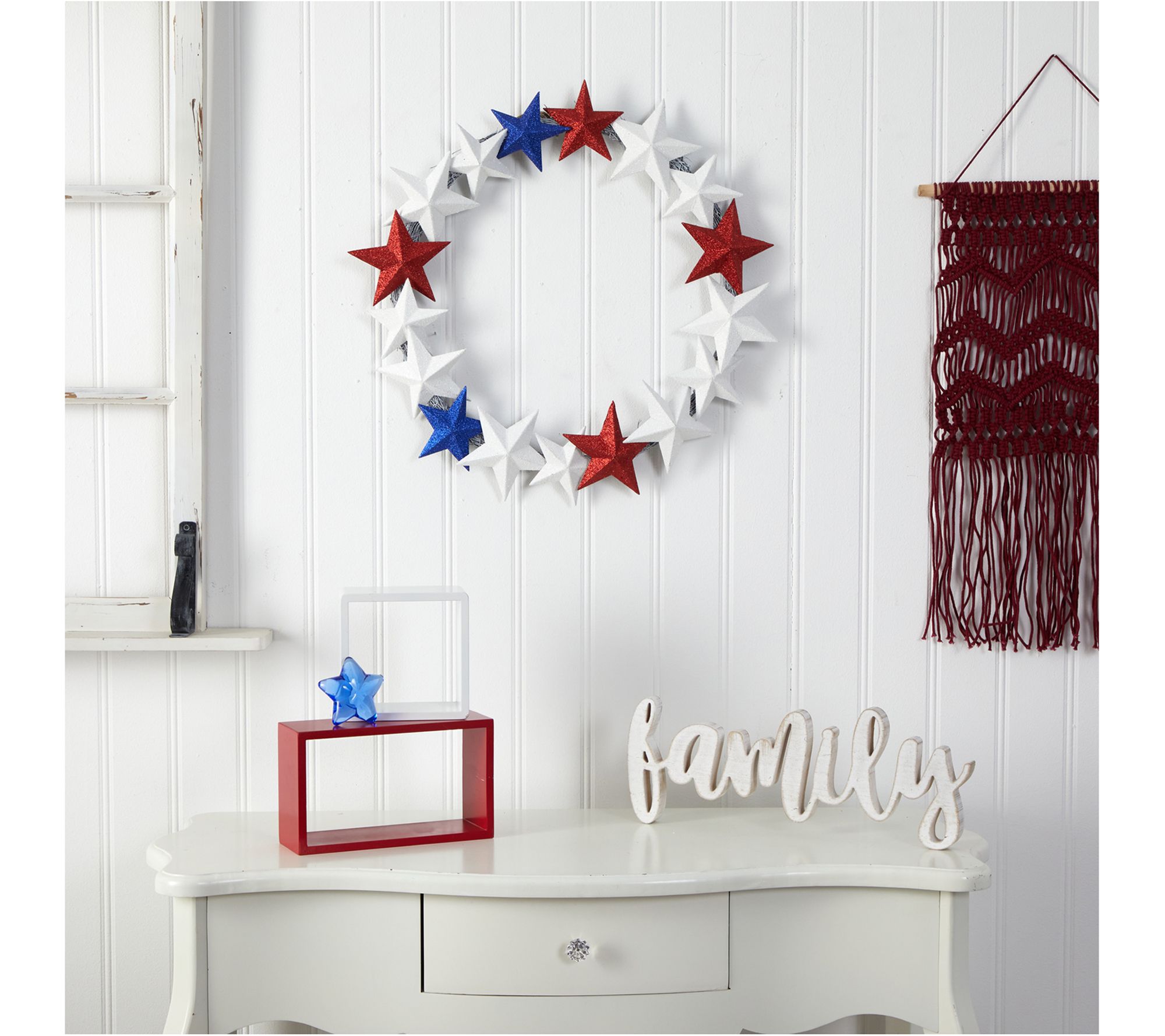  Nearly Natural 21" Americana Wreath with Stars