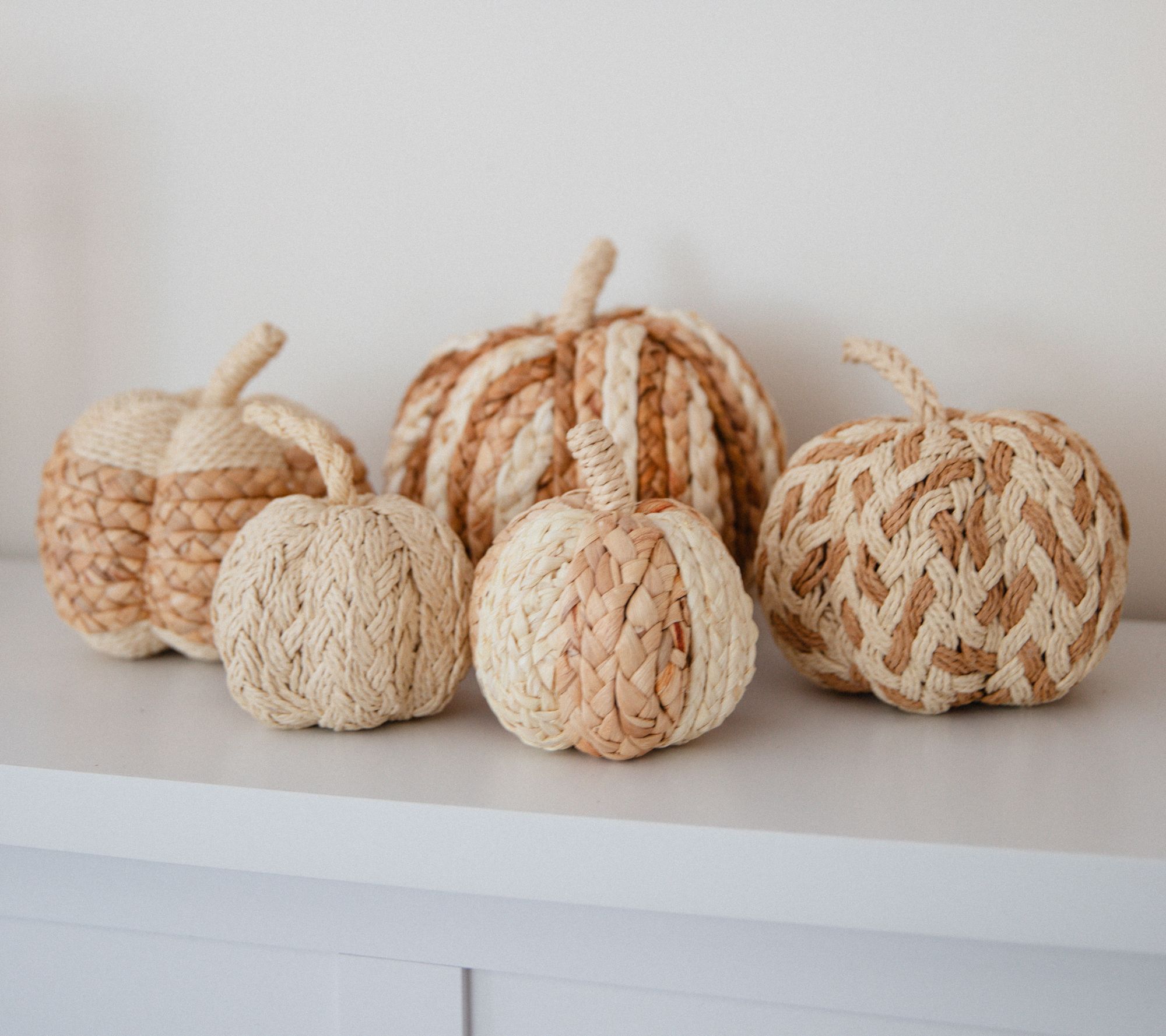 Set of 5 Assorted Size Rattan Pumpkins by Lauren McBride