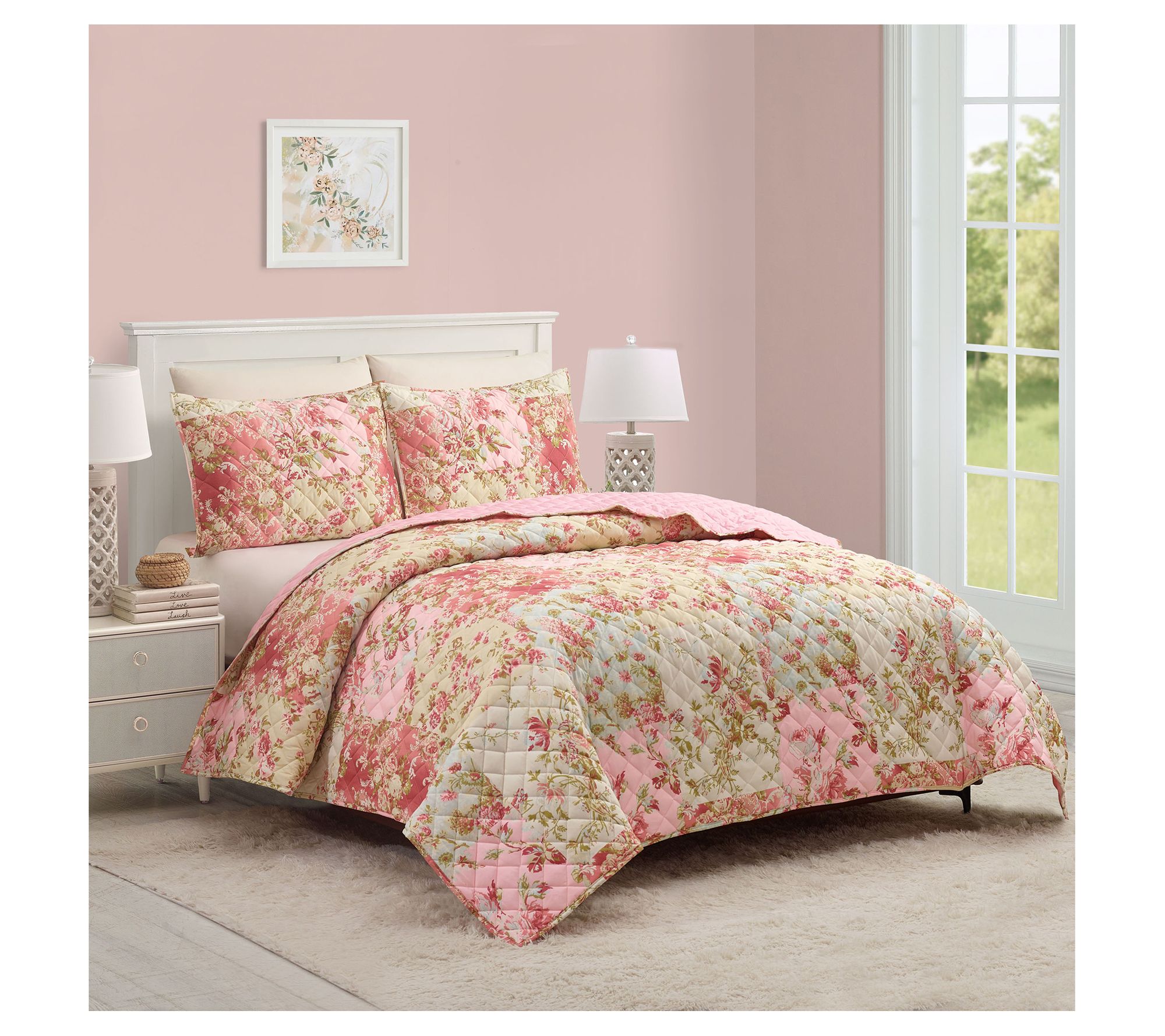 Meline 3-Piece Full/Queen Quilt Set - QVC.com