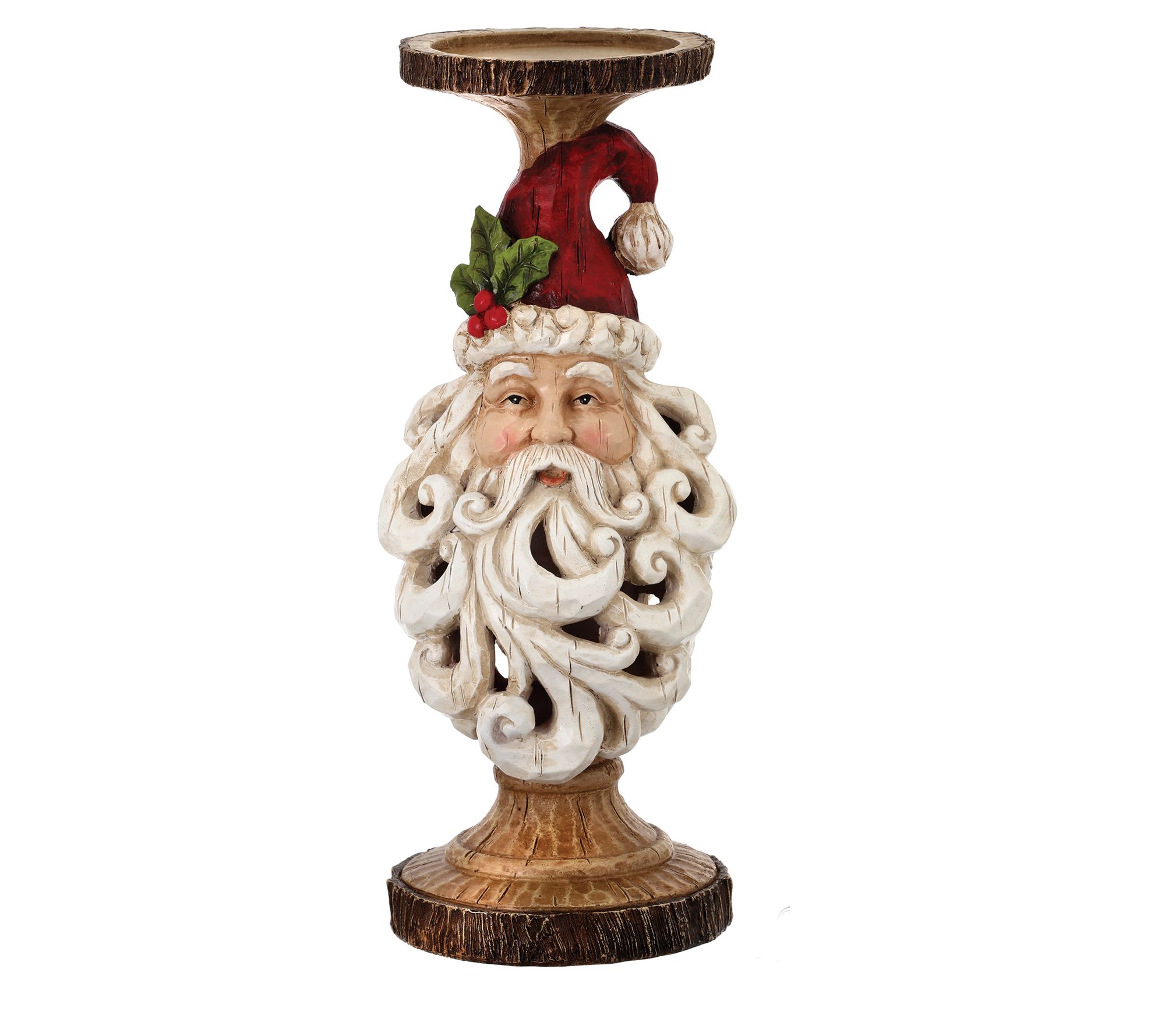 12.5" Resin Santa Head Cutout Beard Candle Holder by Valerie