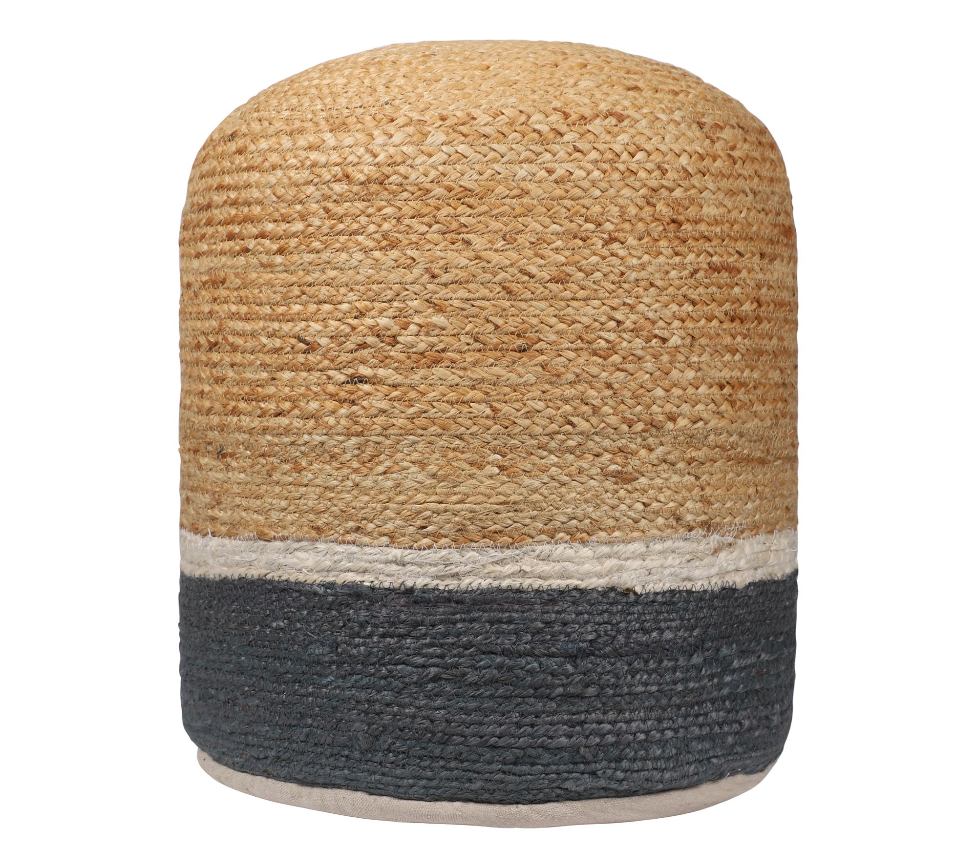 Ox Bay Color Block Striped Indoor Hand-Made Pouf Ottoman