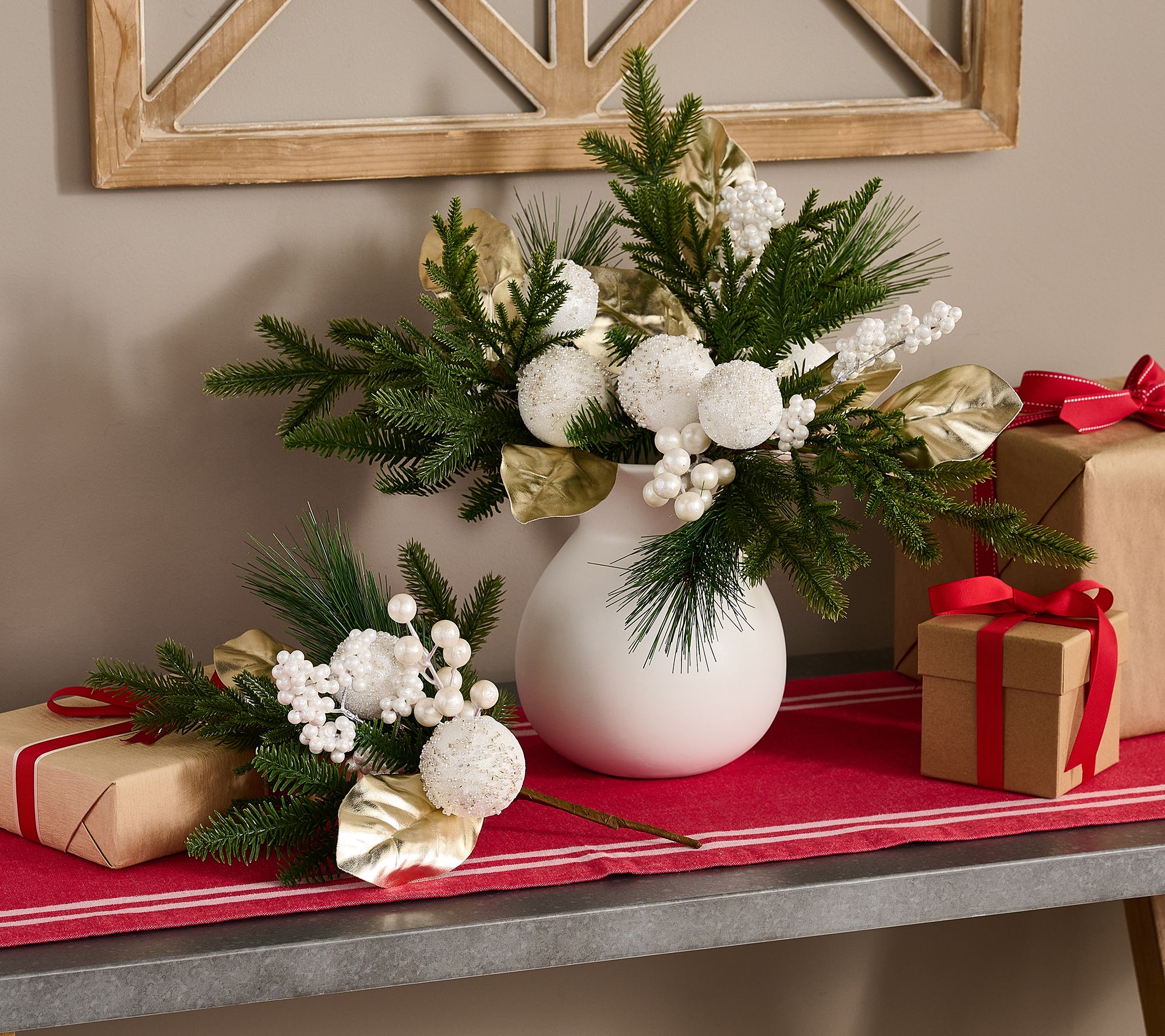 "As Is" Set of 4 Ornament, Pine and Berry Picks by Valerie