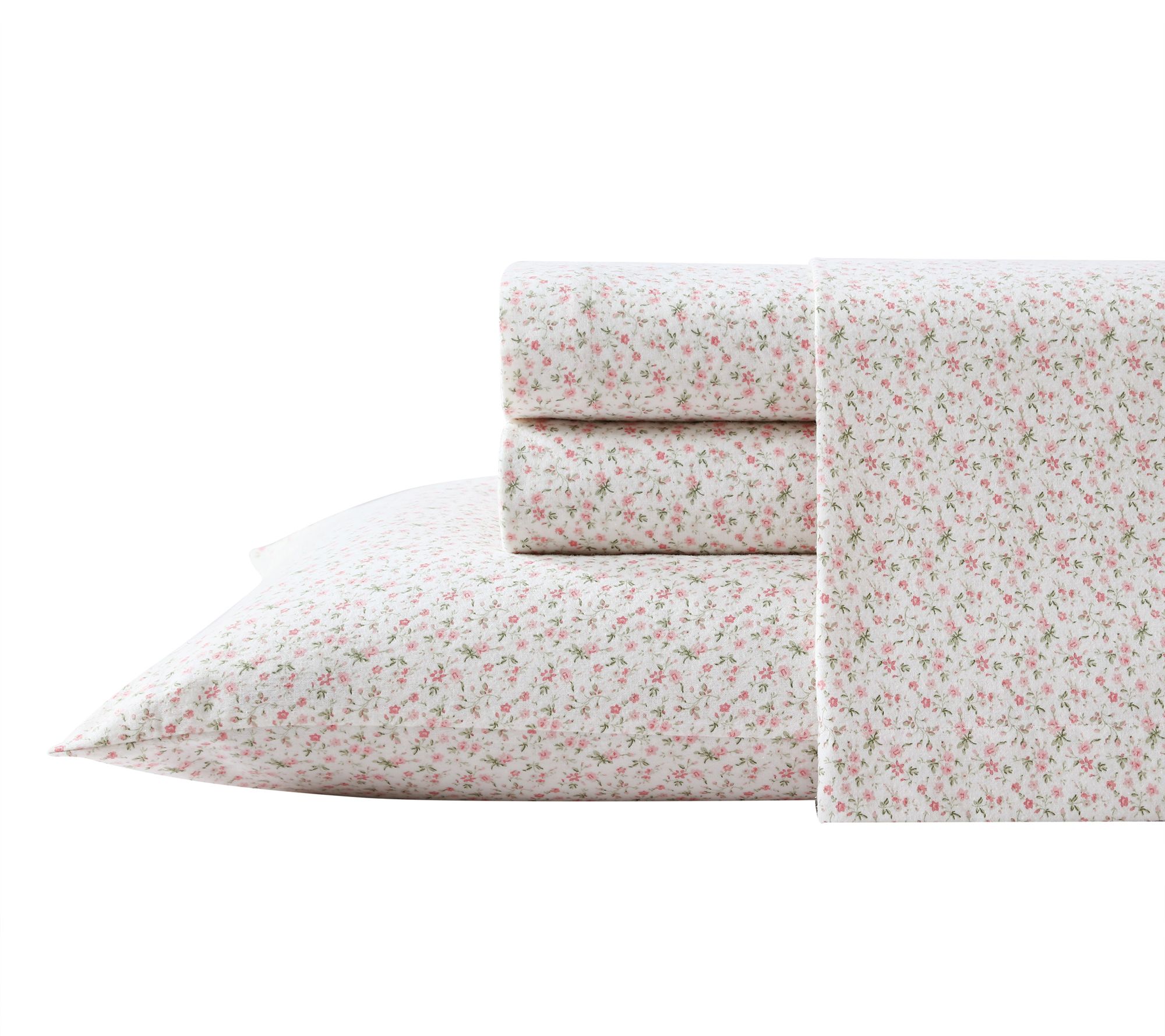 Laura Ashley Evie Soft Pink Queen Flannel SheetSet
