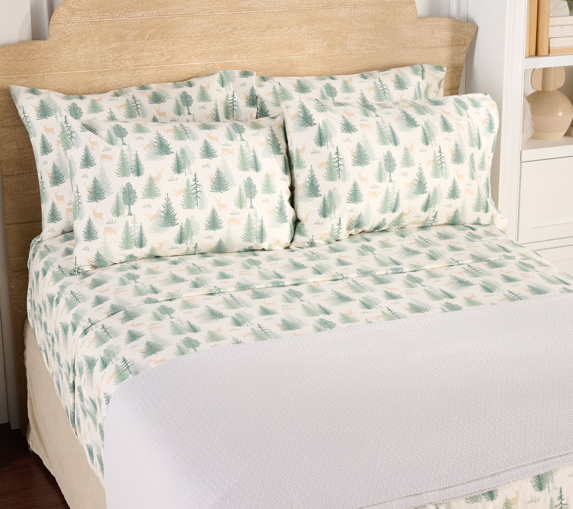 "As Is" Home Reflections Flannel Sheet Set with Extra Cases