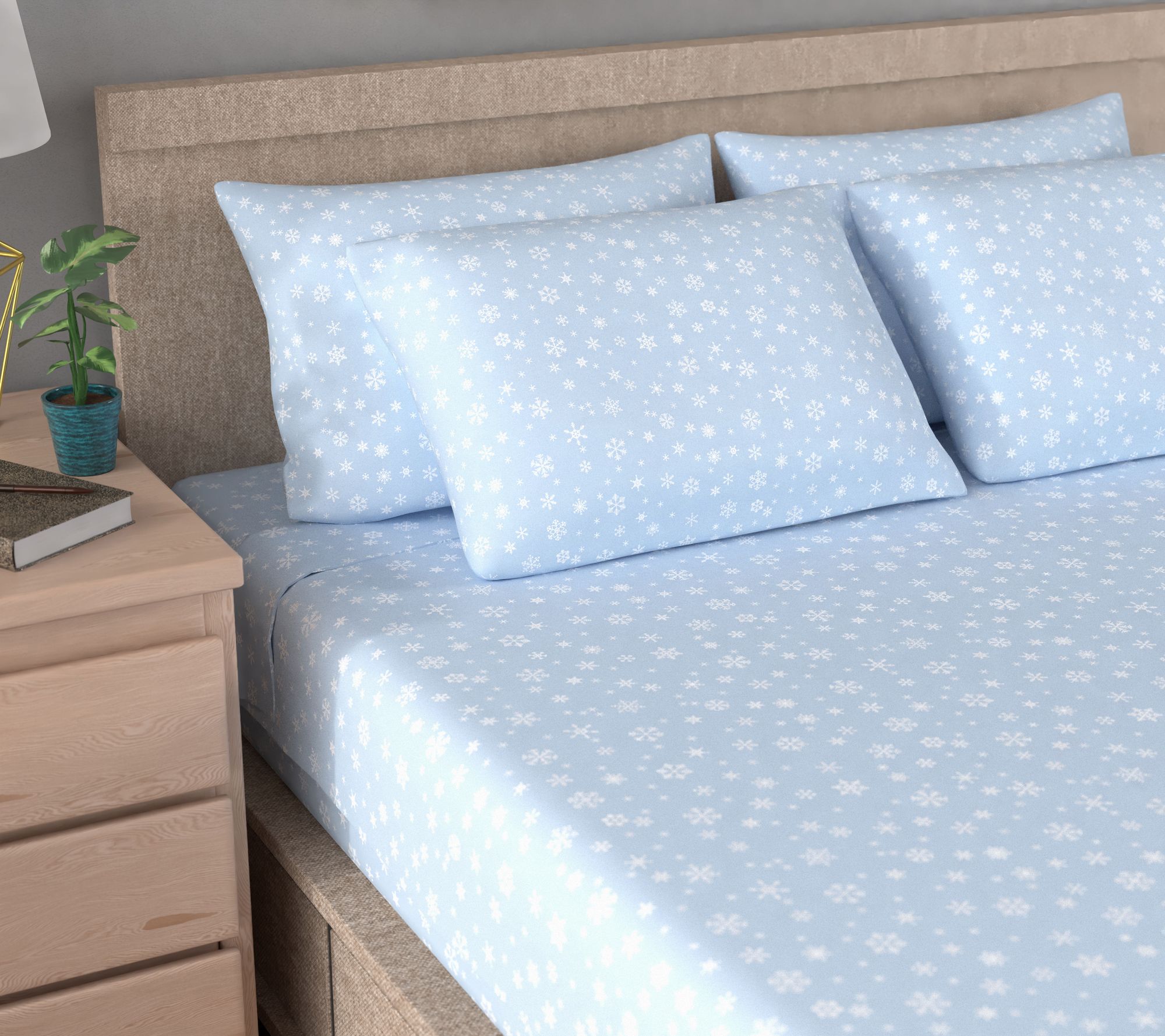 "As Is" Home Reflections Flannel Sheet Set with Extra Cases