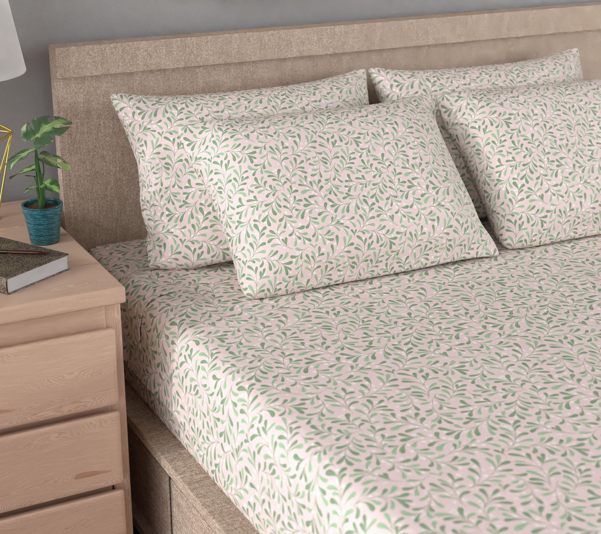 "As Is" Home Reflections Flannel Sheet Set with Extra Cases