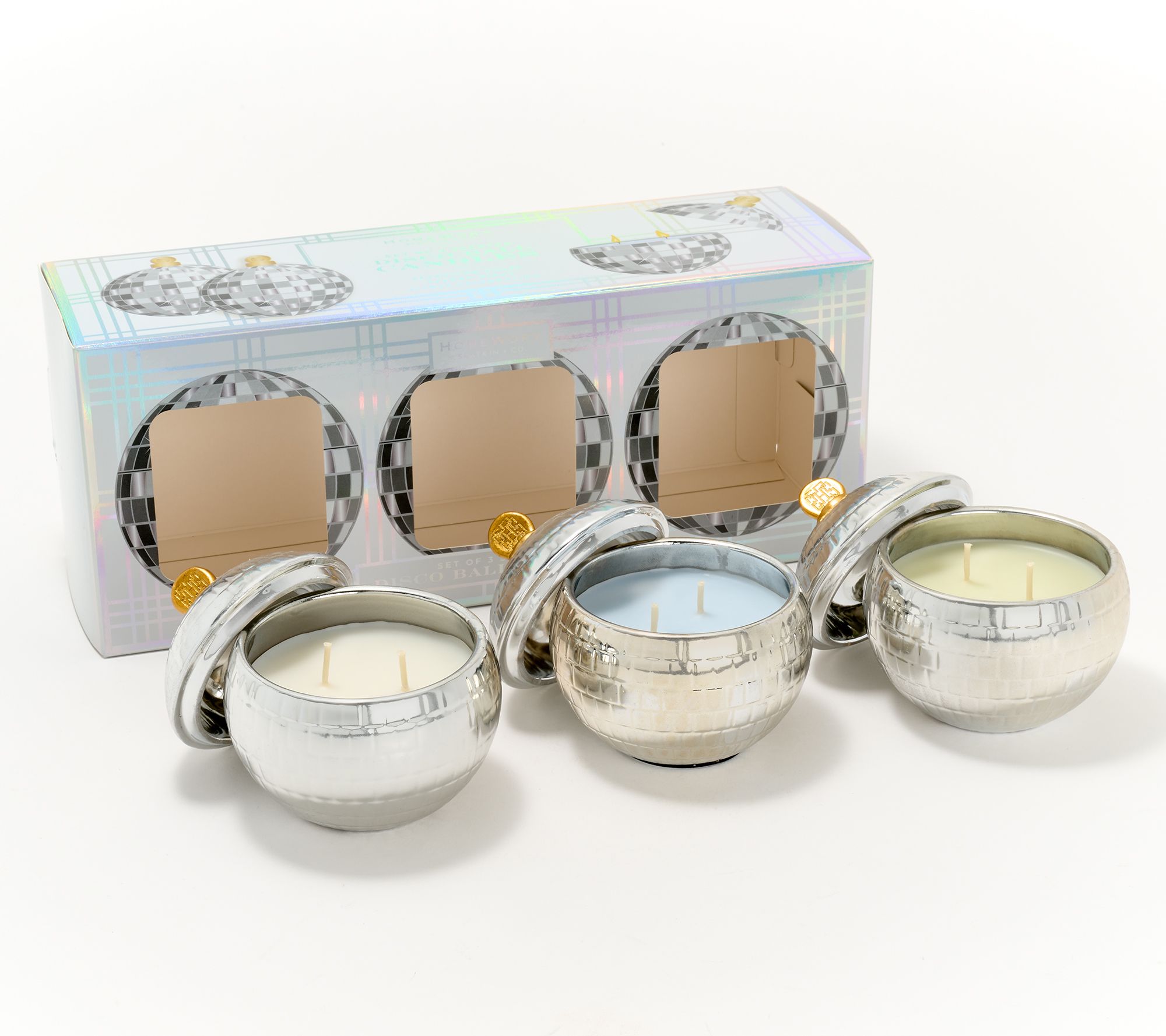 "As Is" HomeWorx by Slatkin + Co. 3-pc Disco Ball Candle Set