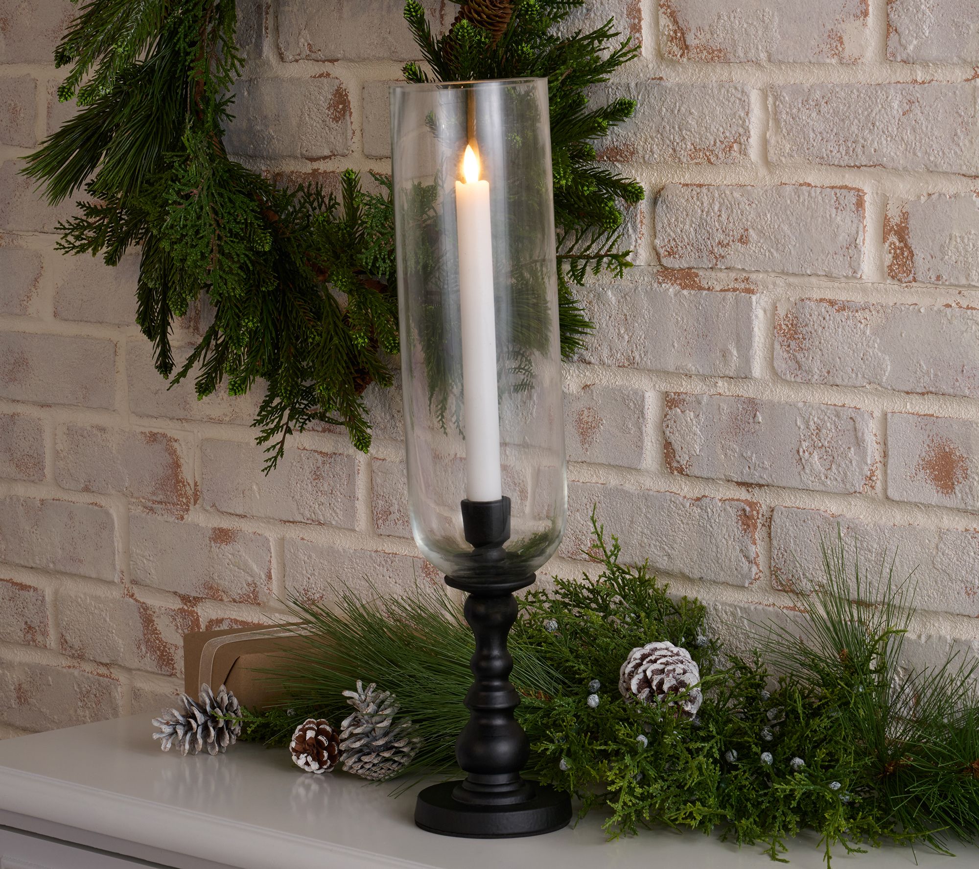 18" Glass and Metal Taper Candleholder by Valerie