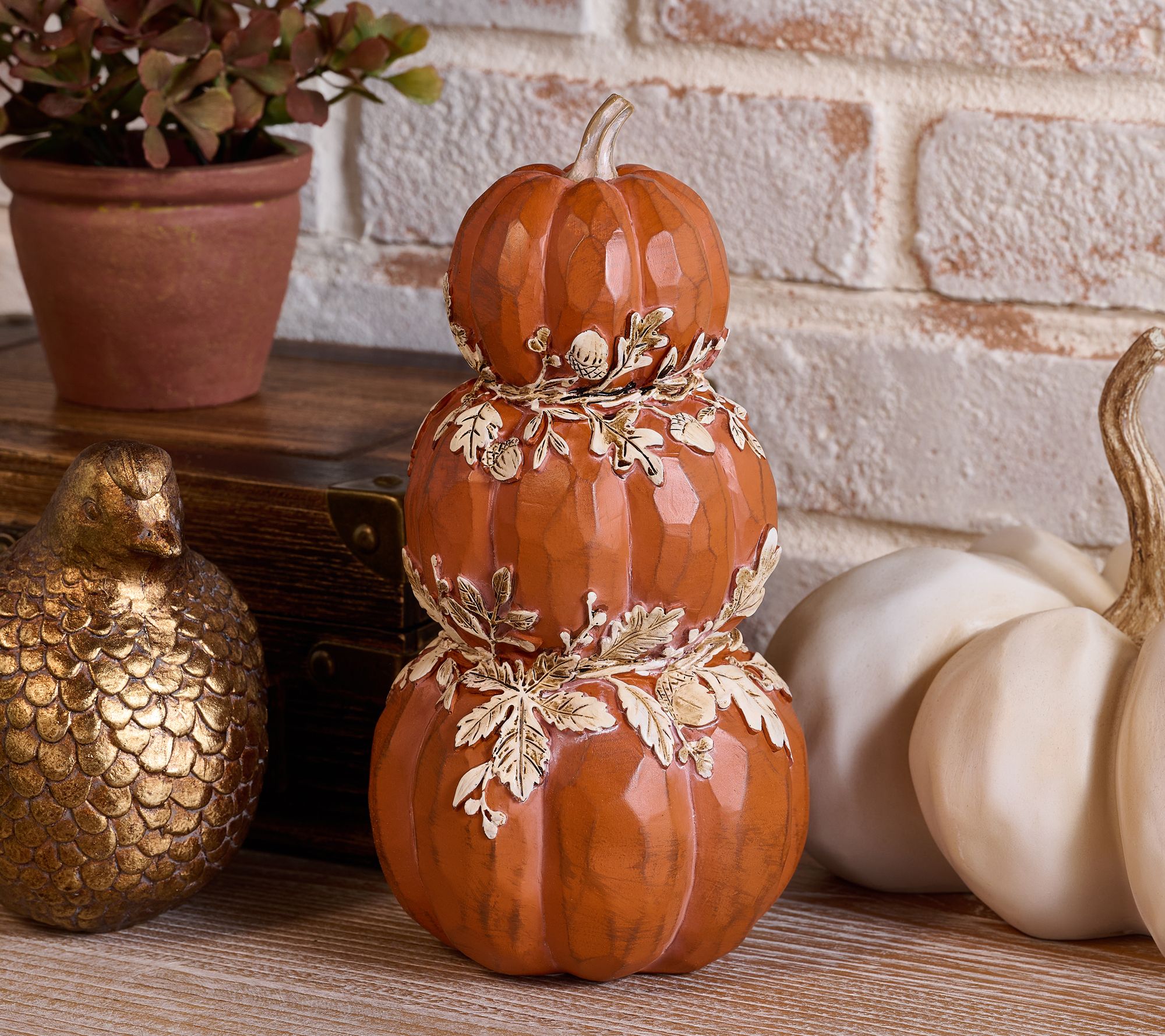 ShWk 9/15 9.5 Stacked Leaf Embossed Pumpkinsby Valerie