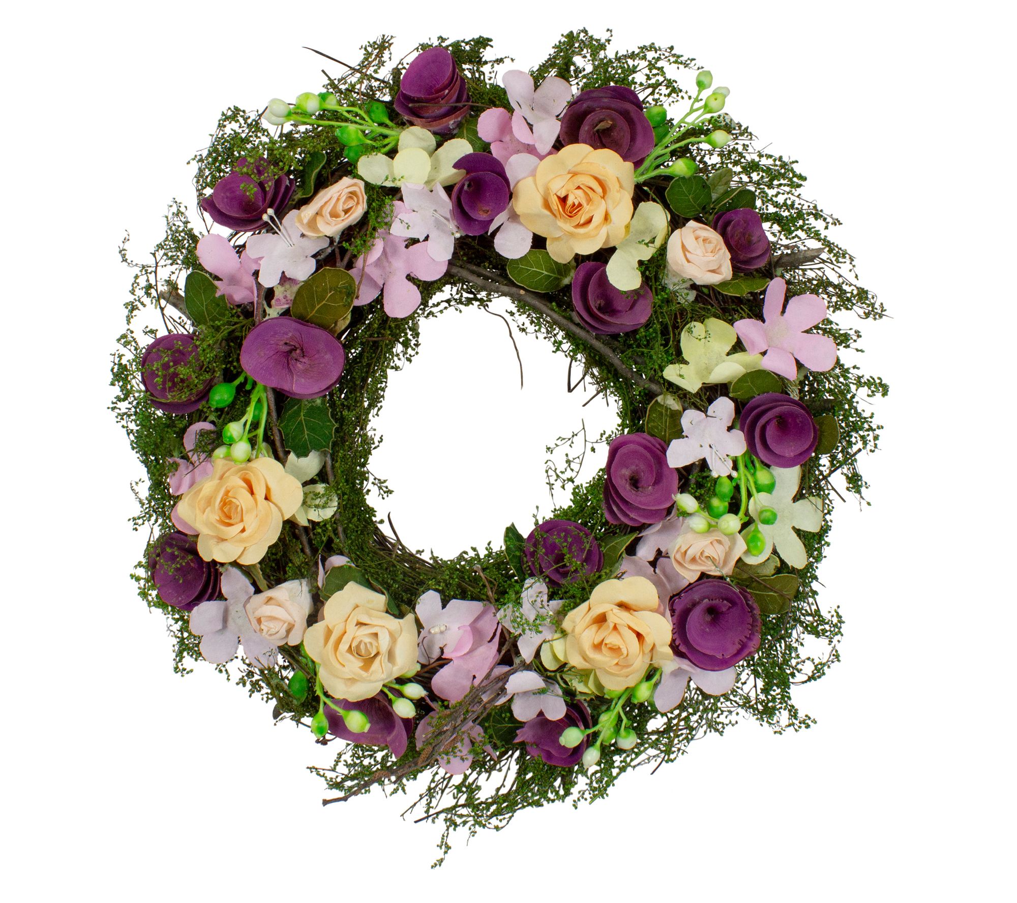 Northlight 14" Floral  Berries and Twig Spring Floral Wreath