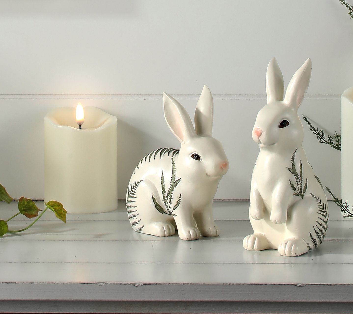 6-7" Wild Fern Leaf Bunny Set of 2 by Valerie