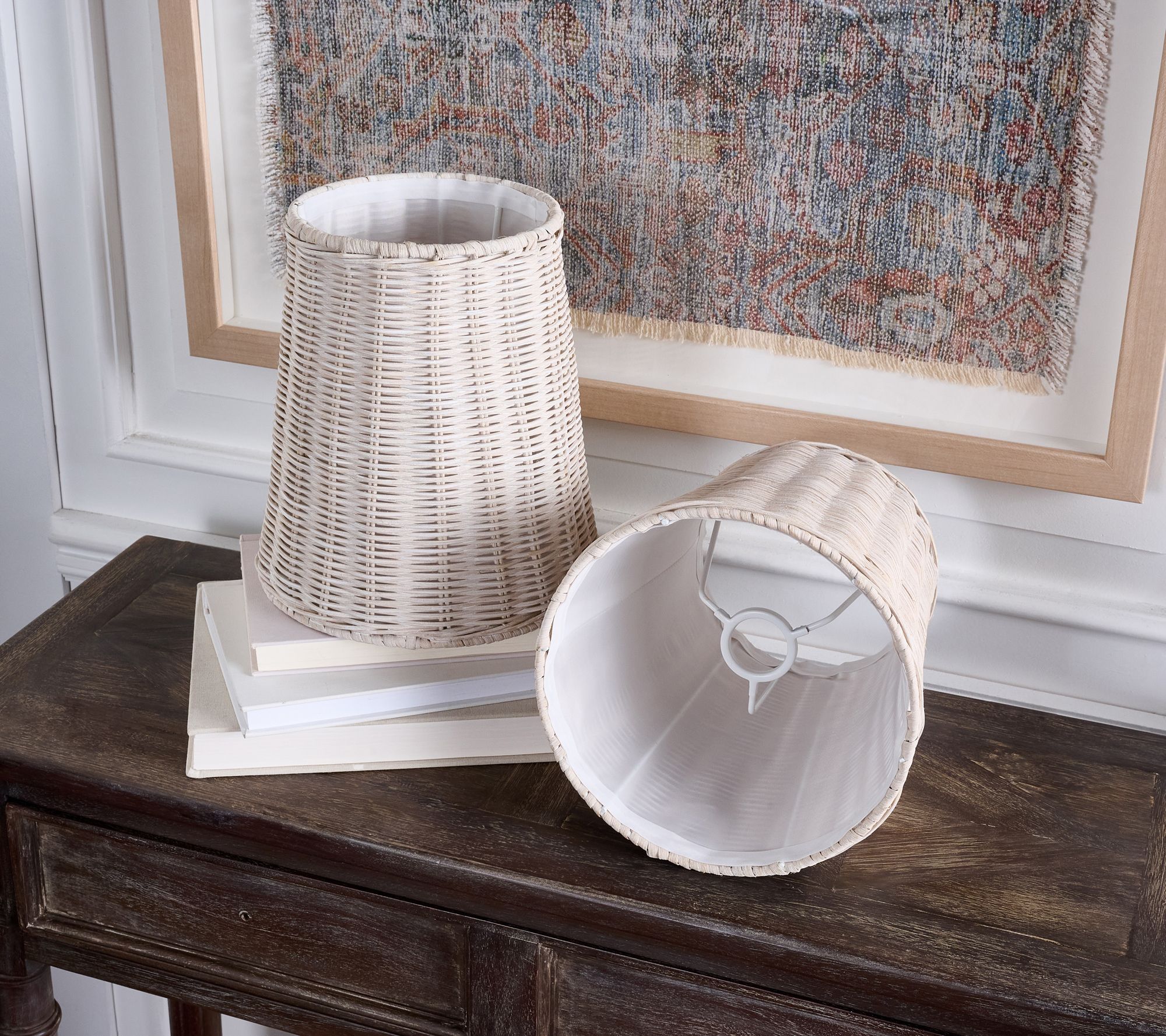 "As Is" Set of 2 Wicker Lamp Shades by Valerie