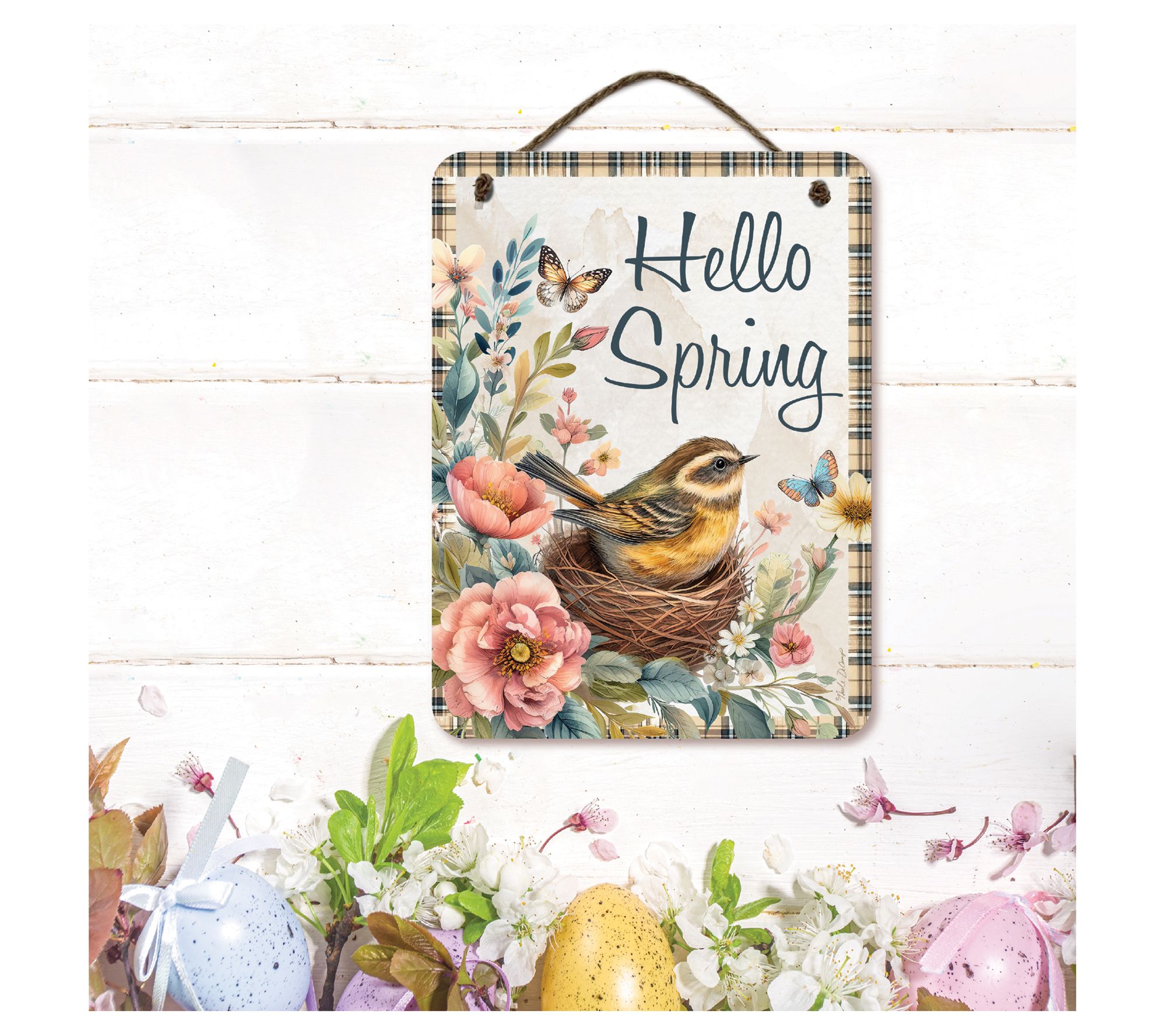 Courtside Market Bird, Hello Spring 12x16 Artboard with Twine