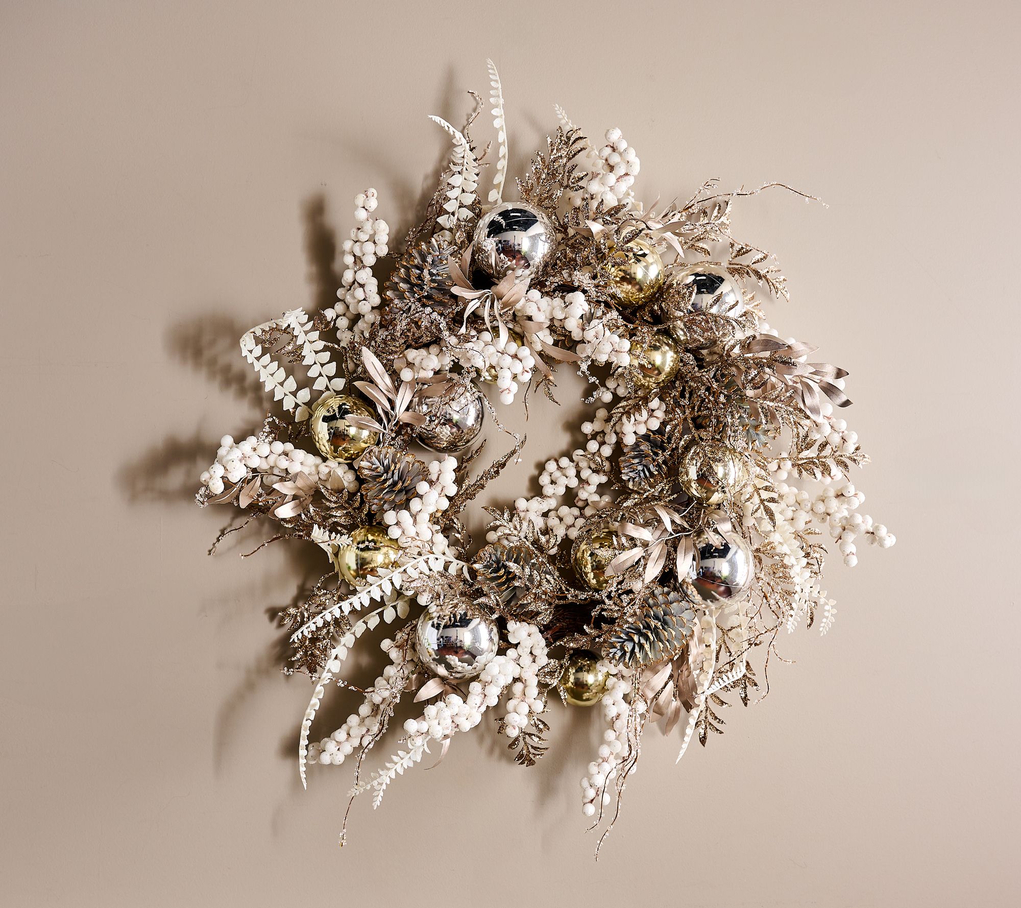 Home Reflections 28" Frosted Metallic Holiday Wreath