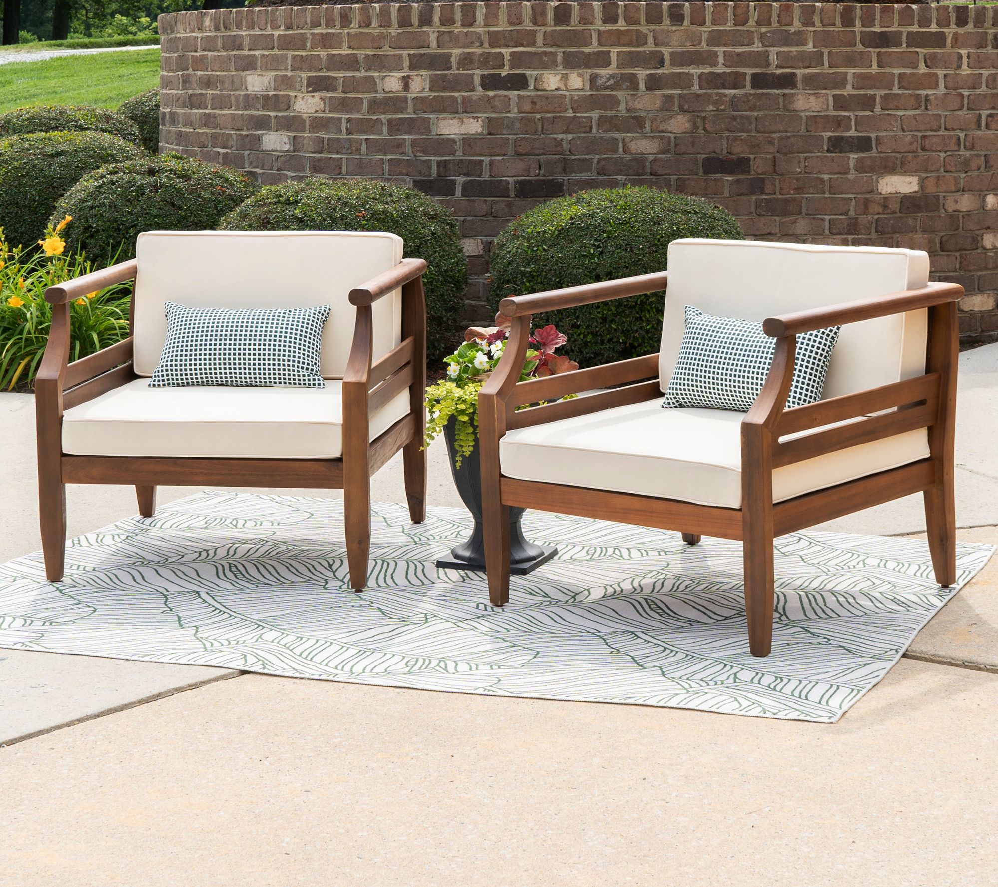 Linon Home Arlen Outdoor Brown Club Chair Set of 2
