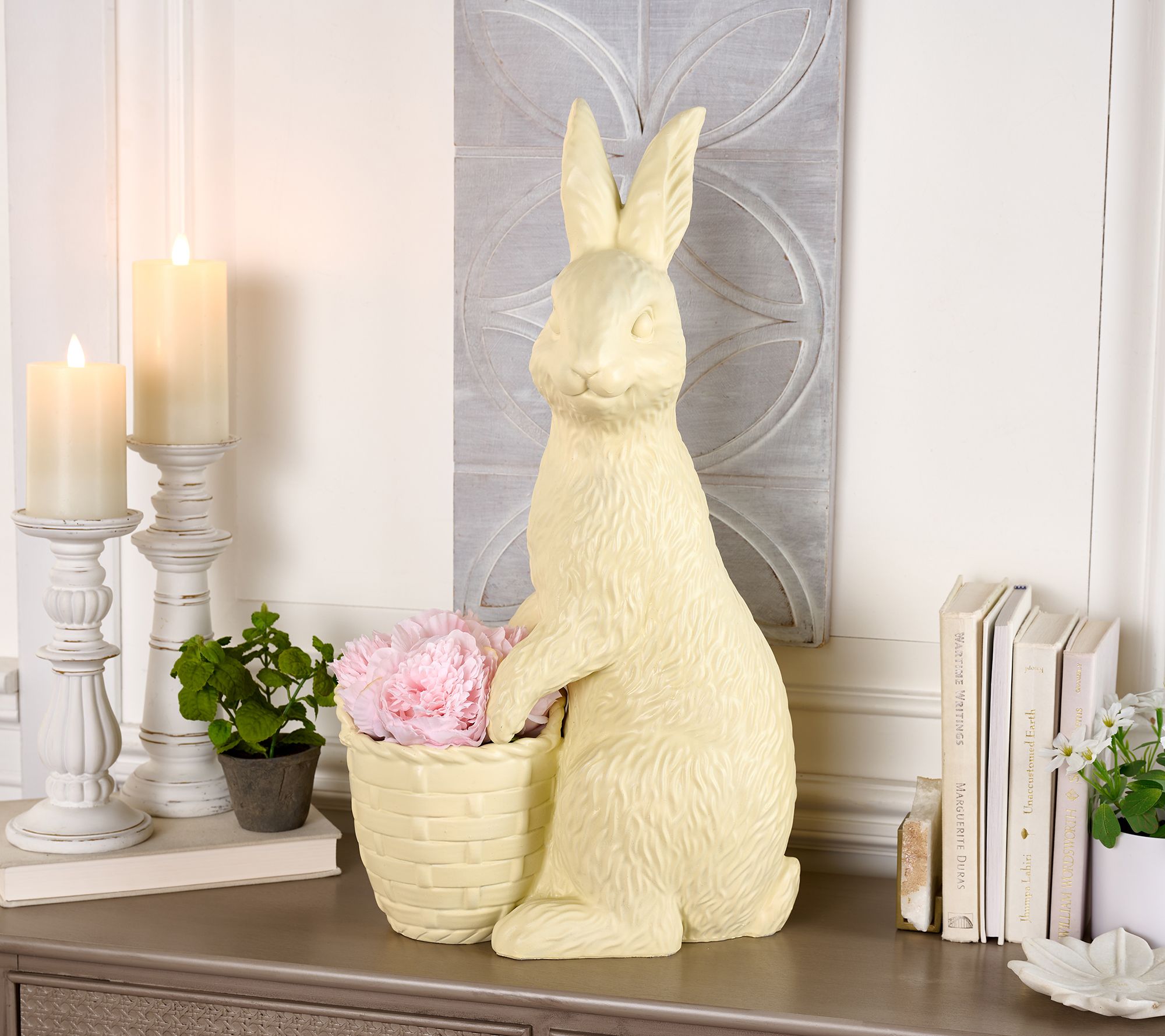 "As Is" 23" Chocolate Bunny Figure with Basket by Valerie