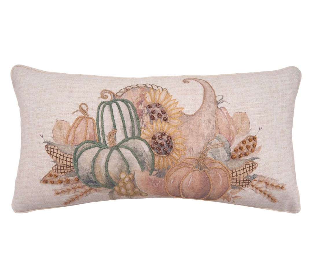 24" x 12" Autumn Fields Cornucopia Throw Pillowby Valerie