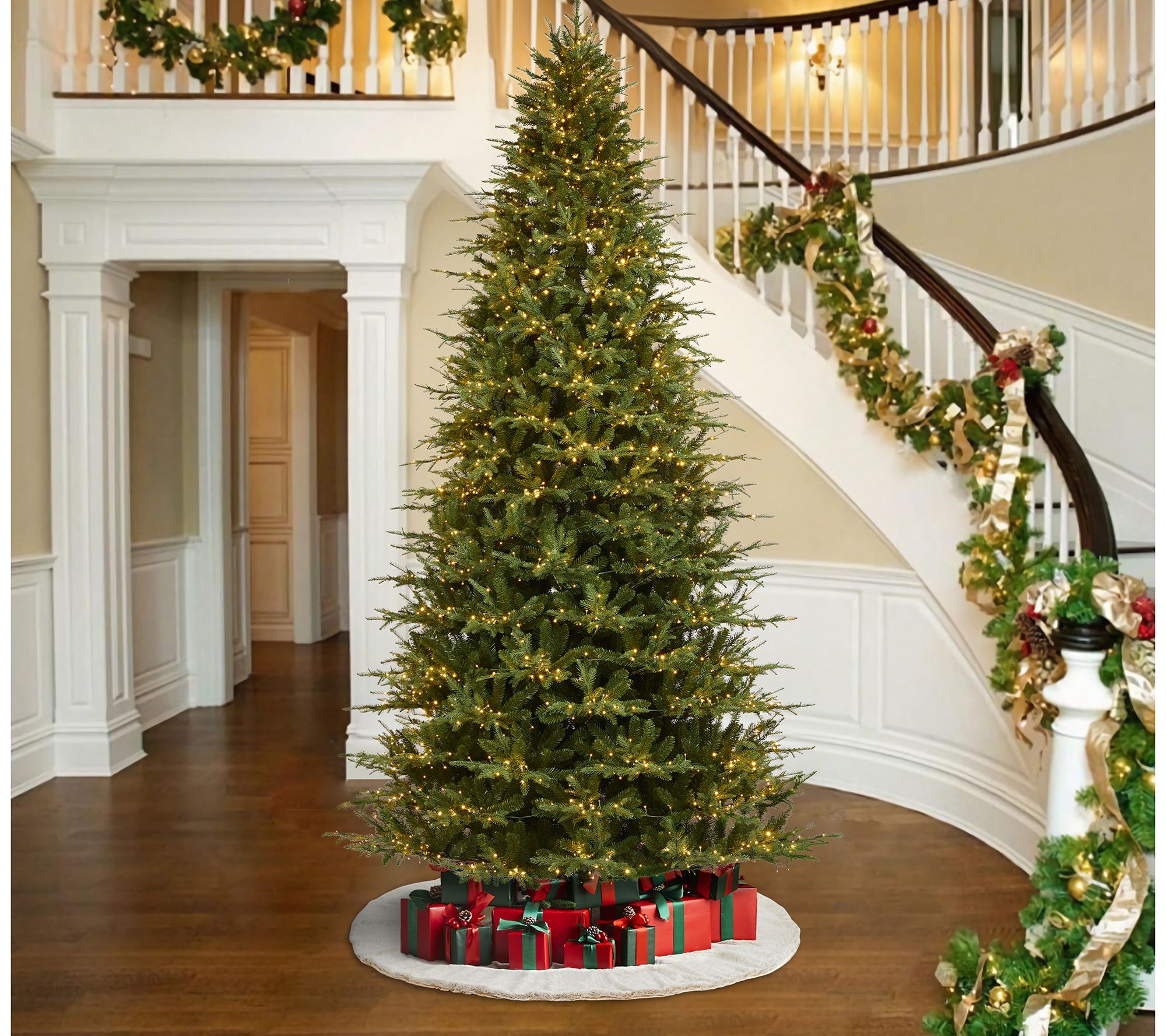Glitzhome 11' LED Pre-Lit Green Full Fir Faux Christmas Tree