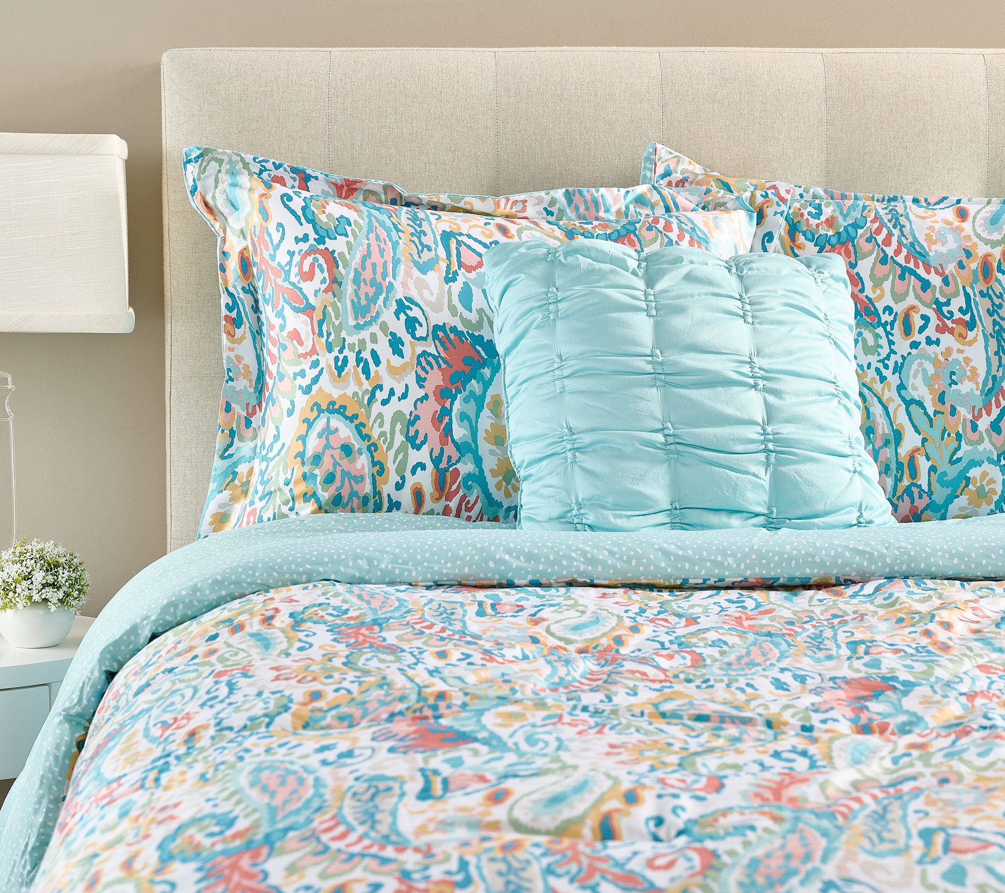 "As Is" Cotton Paisley Reversible Comforter Set- Qu Kim Gravel