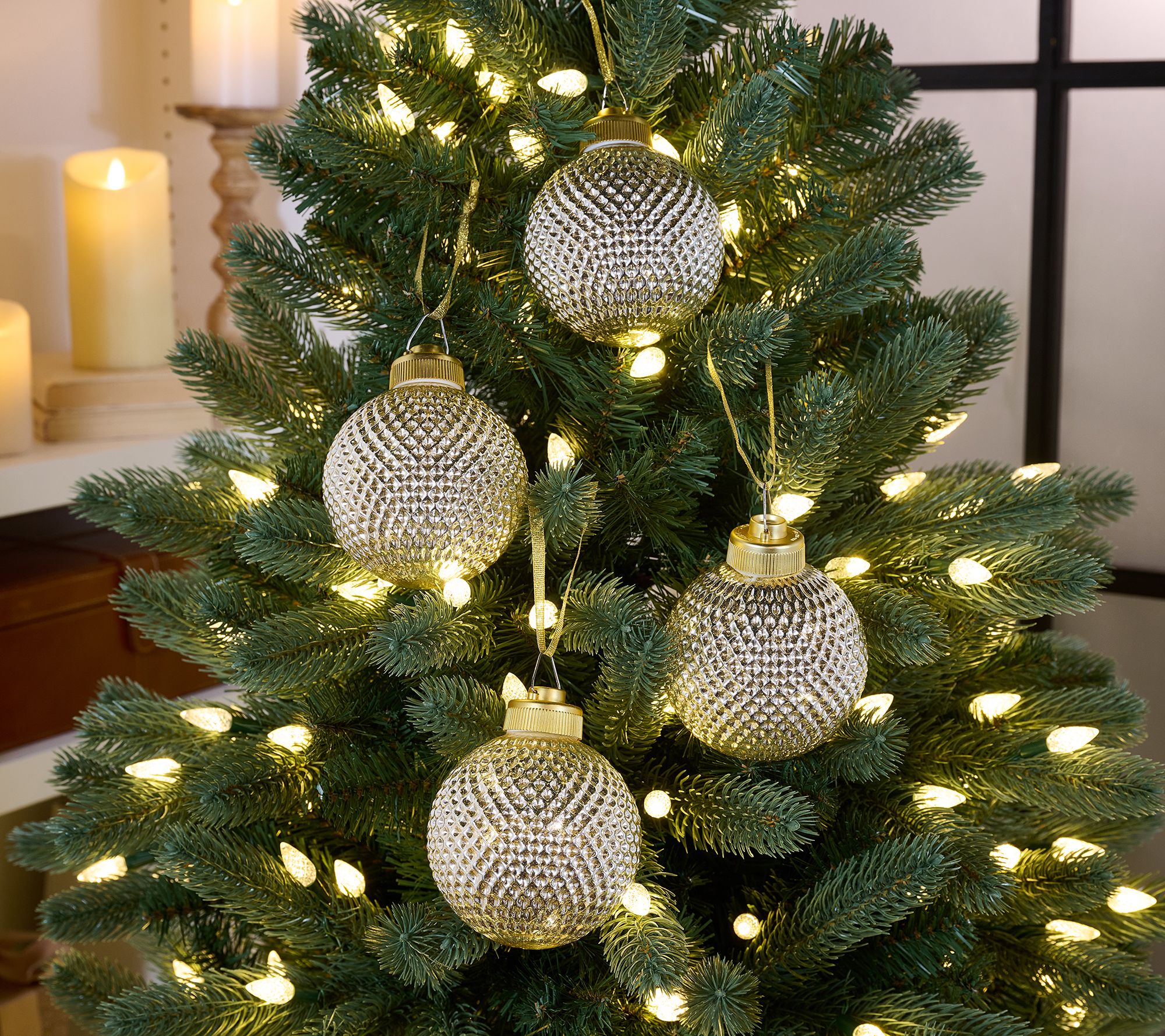 "As Is" Set of (4) 4" Diamond Glass Ornaments by Valerie