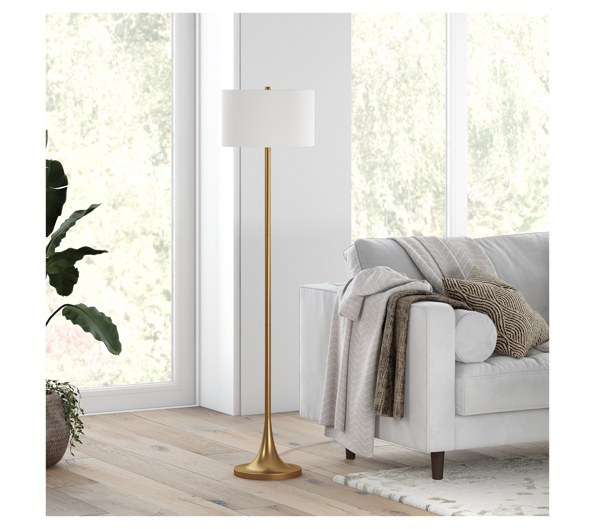 Hudson&Canal Josephine Floor Lamp with Fabric Shade