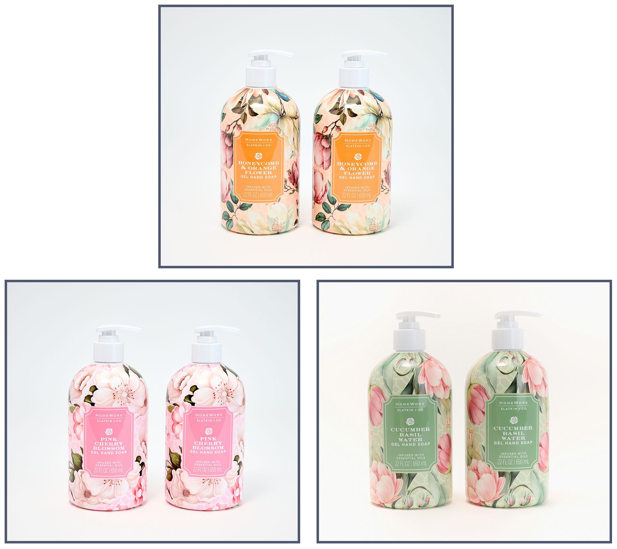 HomeWorx by Slatkin + Co. Set of (2) 22oz Backyard Bloom Gel Hand Soaps