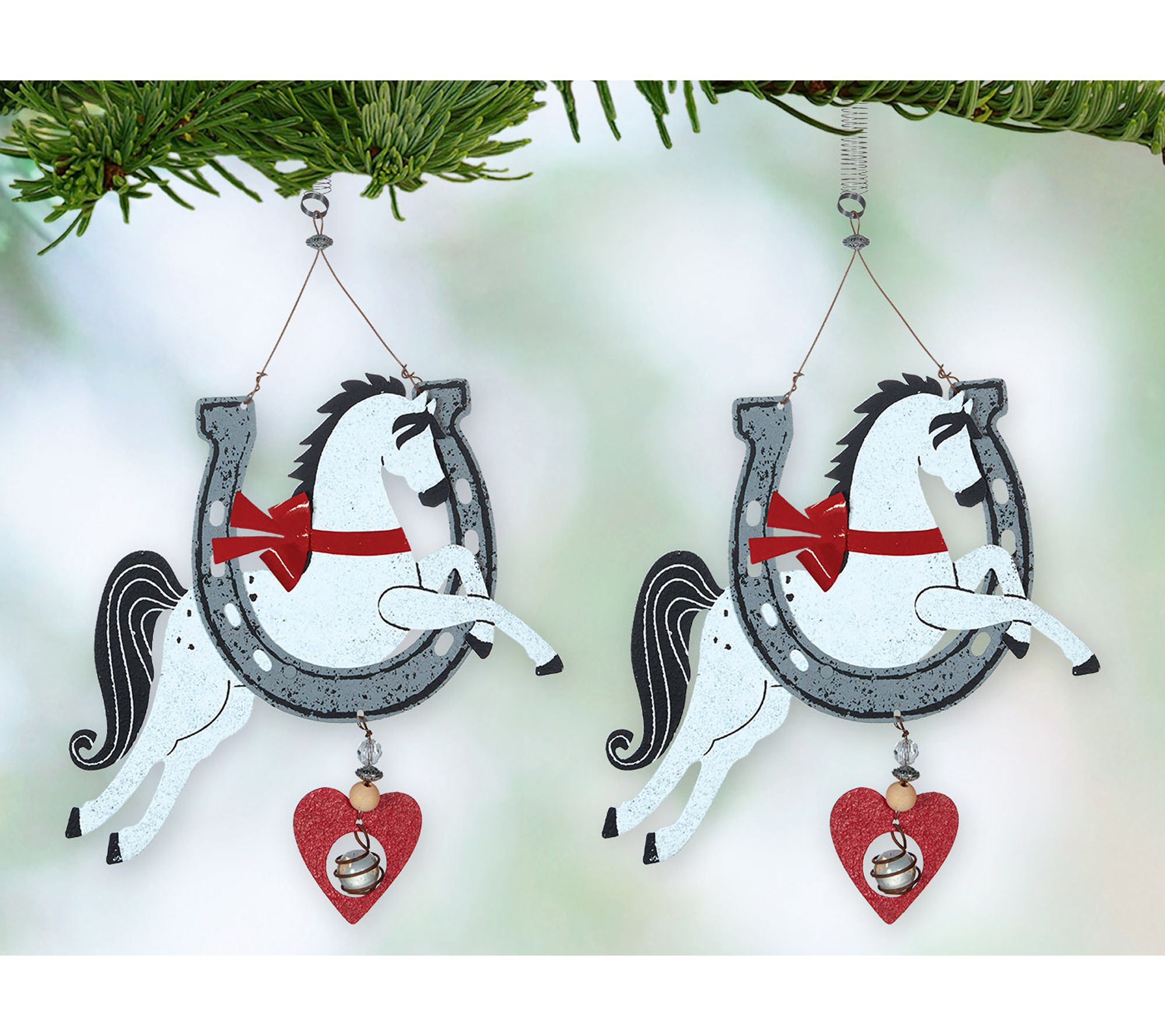 Sunset Vista Designs "Winter" The White Horse B ouncy Set of 2