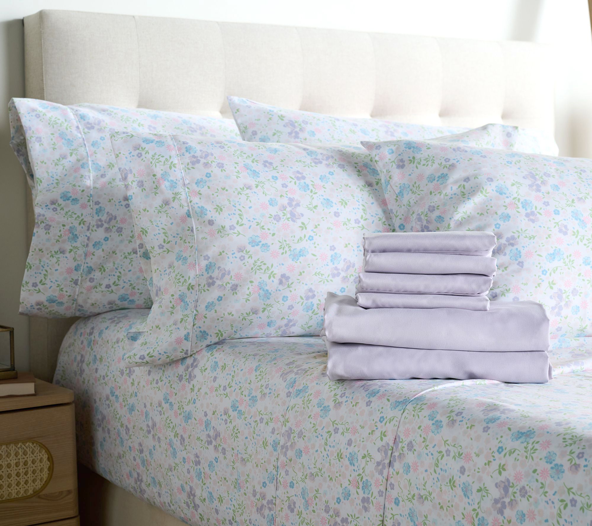 Home Reflections 2pk Double Brushed Sheet Sets with Extra Cases