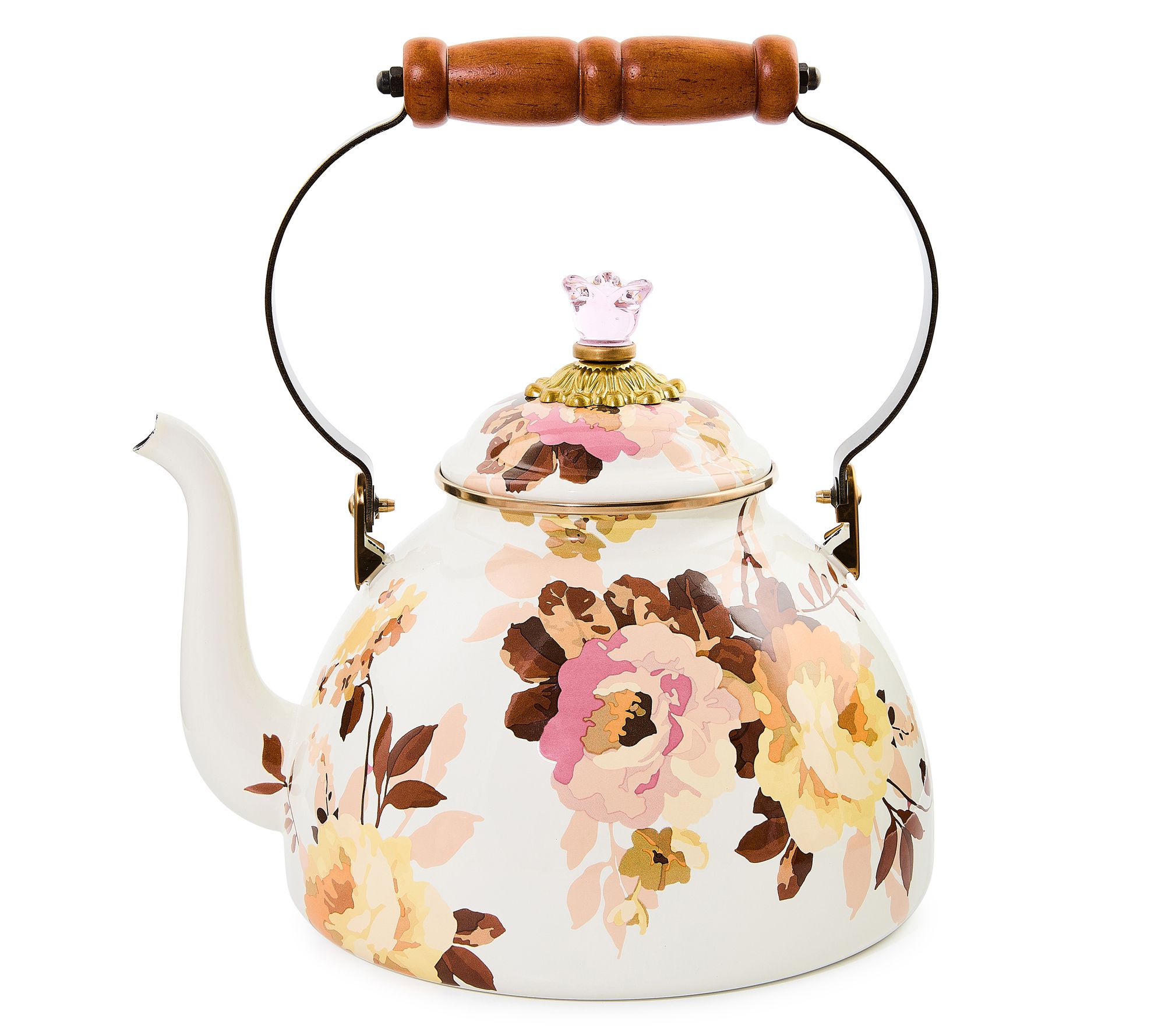 "As Is" MacKenzie- Childs 3-Quart Wild Rose Tea Kettle
