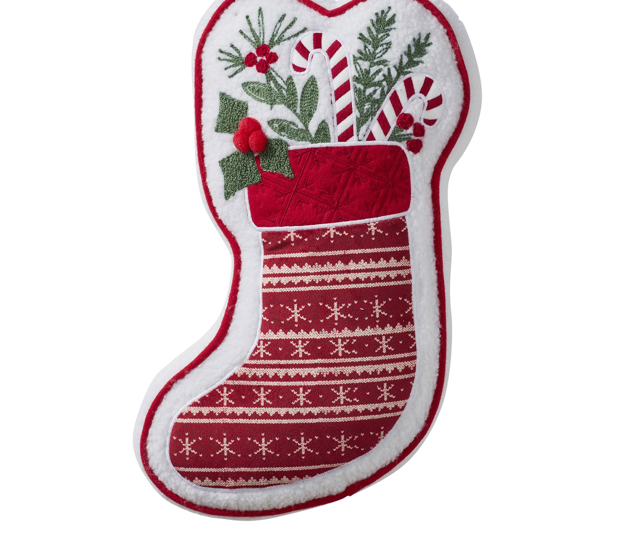  Hallmark 8" x 16" Red Stocking Shaped Holiday Dec Pillow