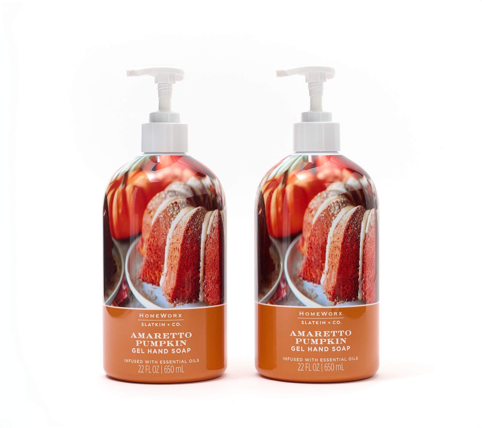  HomeWorx by Slatkin + Co. S/2 22oz Amaretto Pumpkin Soaps