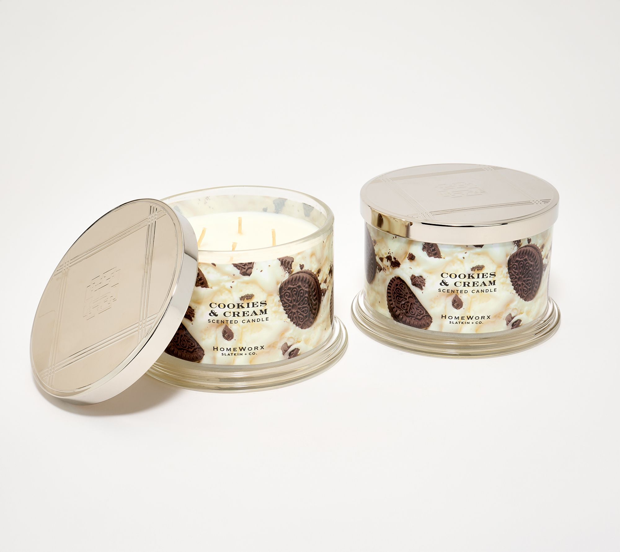 HomeWorx by Slatkin + Co. S/2 18oz Cookie & Cream Candles - QVC.com