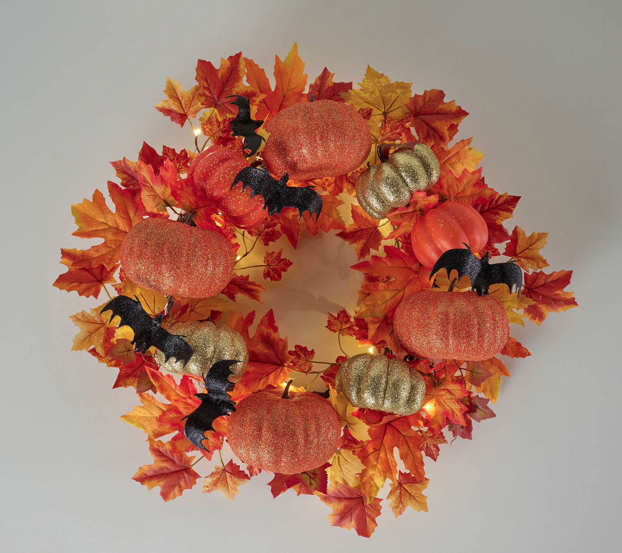 Hay & Harvest 24" Lit Oversized Pumpkin Wreath