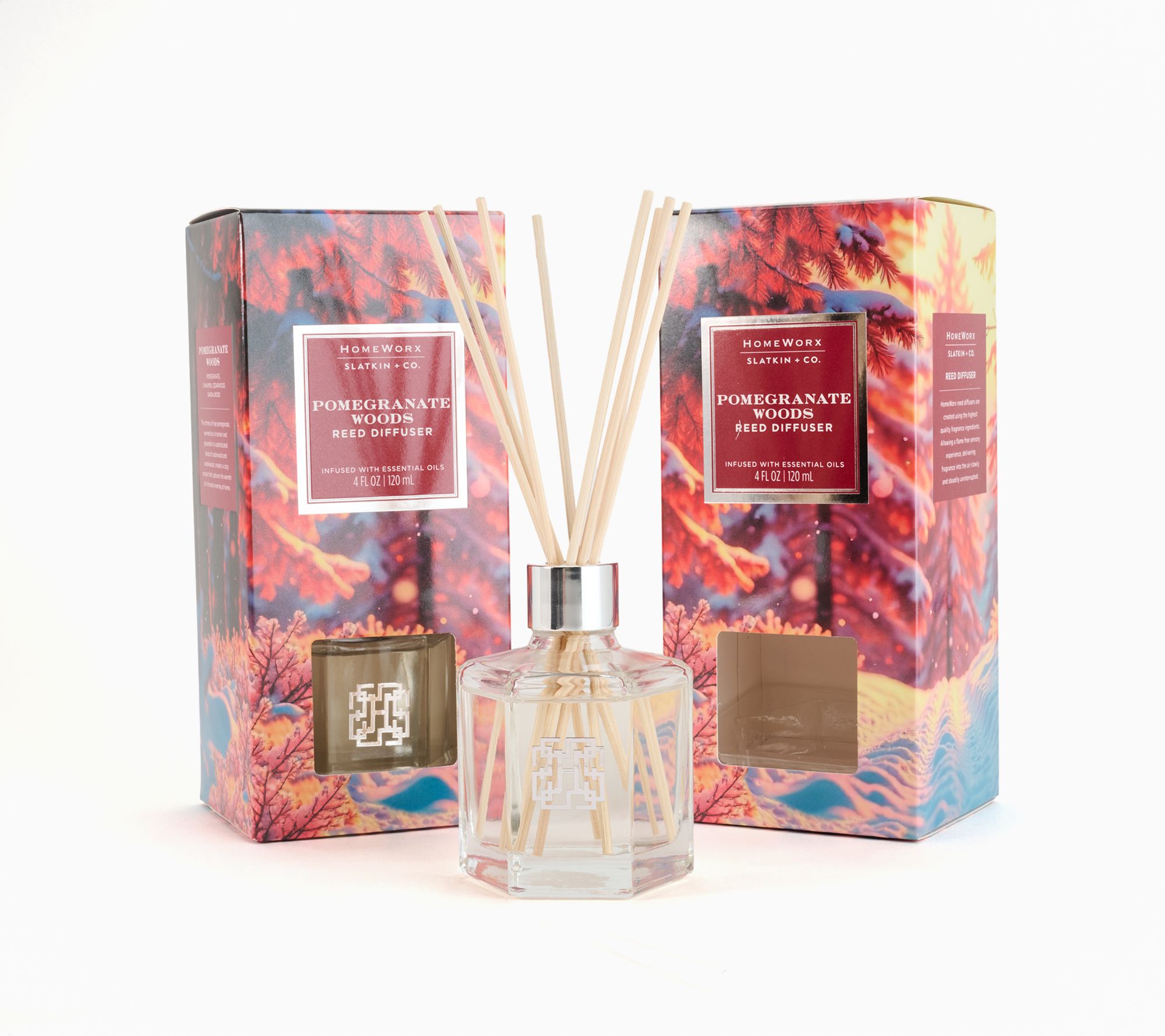 HomeWorx by Slatkin + Co. S/2 Pomegranate Woods Reed Diffusers