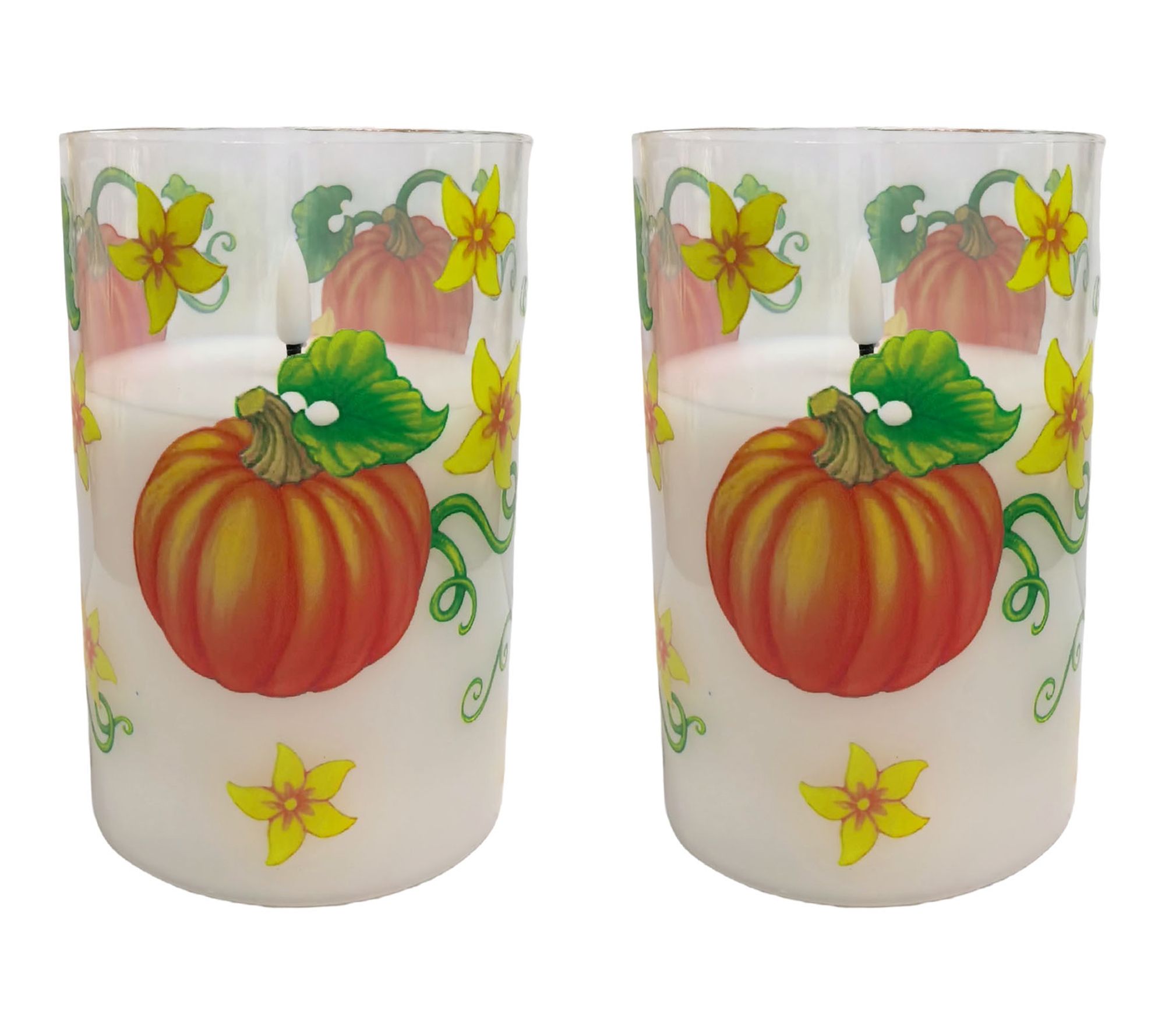 Temp-tations Set of 2 LED Flameless Candles in Glass Hurricane