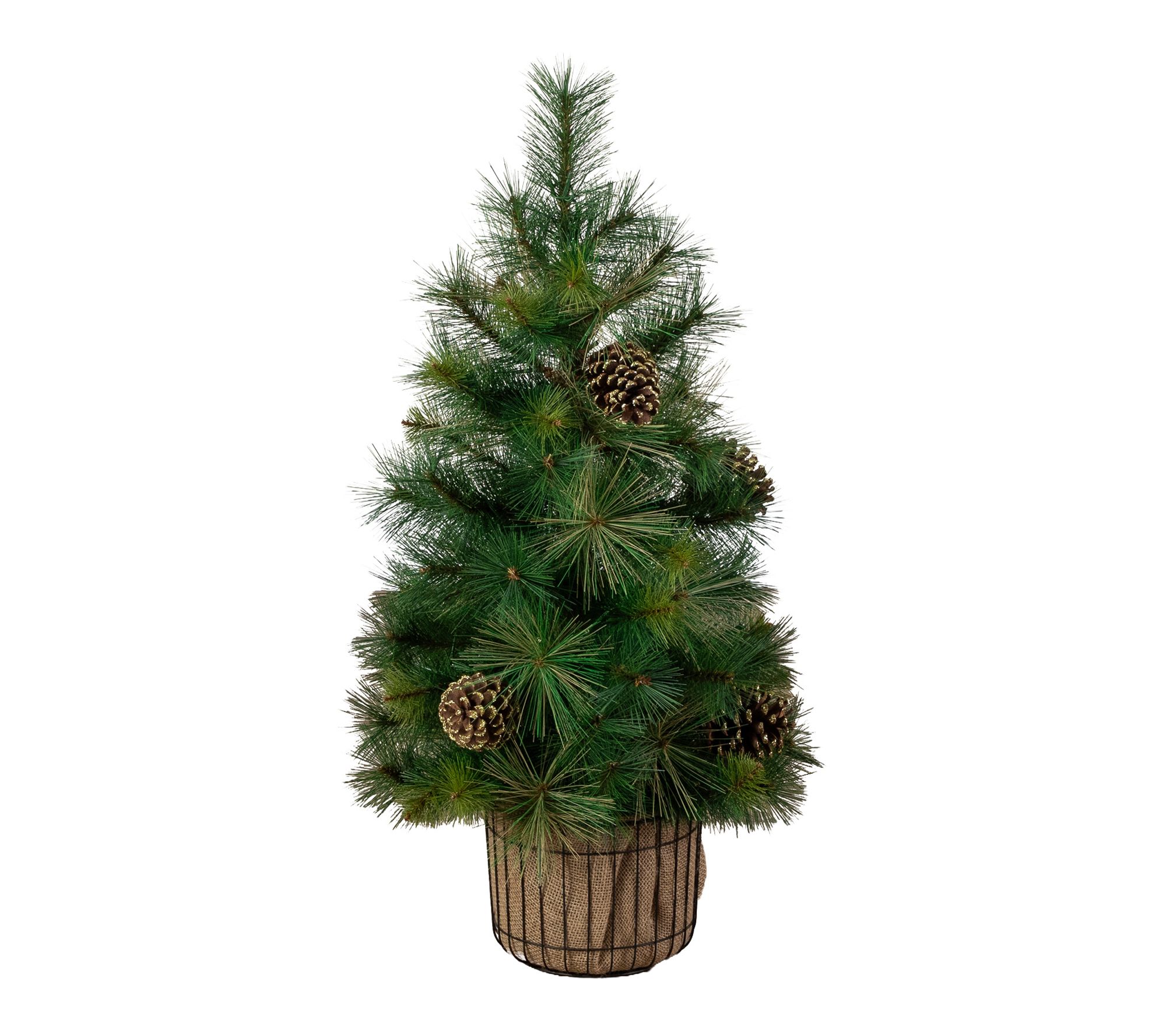 3-ft Pre-Lit Christmas Tree in Jute Wire Planter
