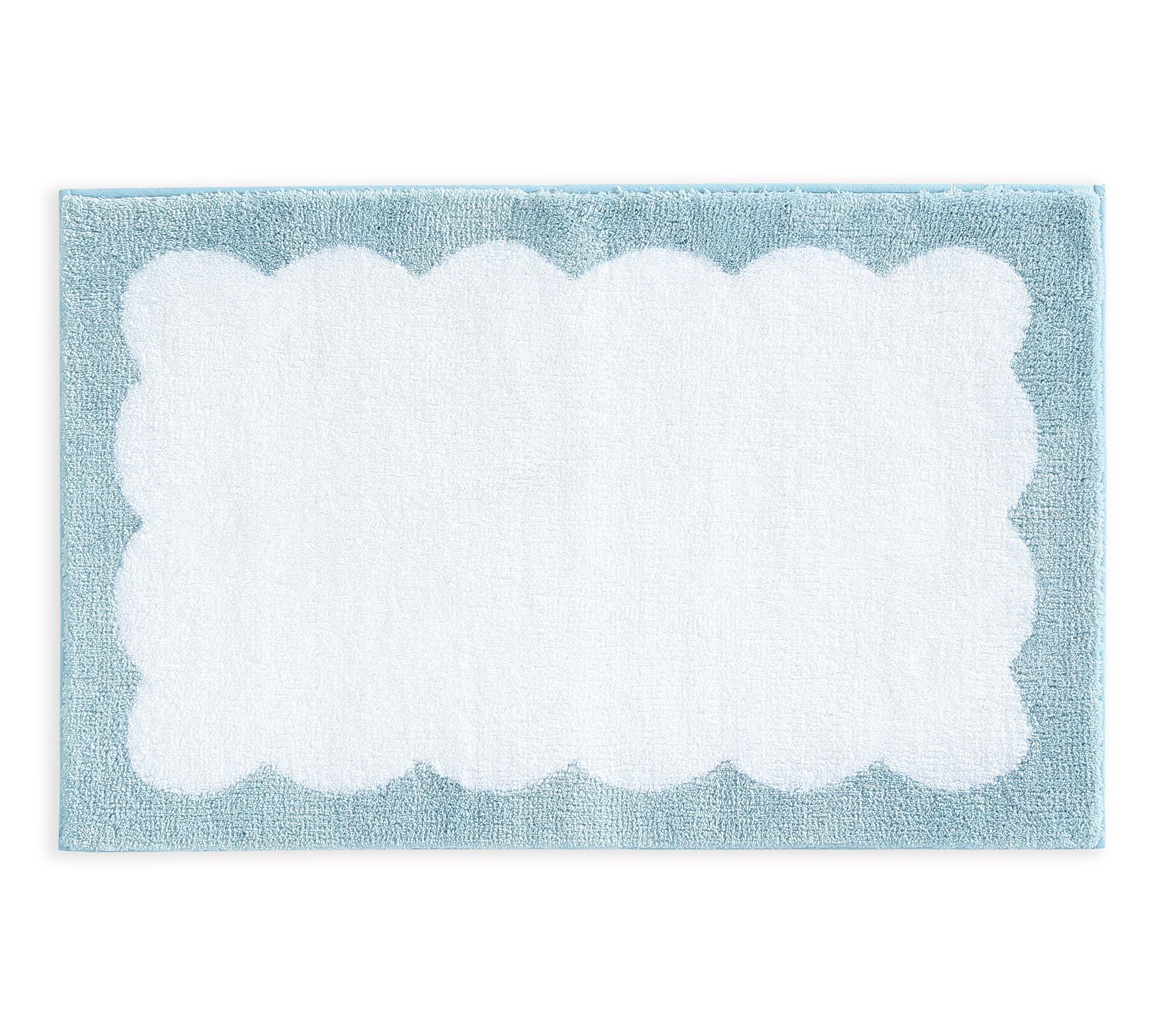 Martha Steweart Bedford Scallop White/Blue  60X22 Bath Rug
