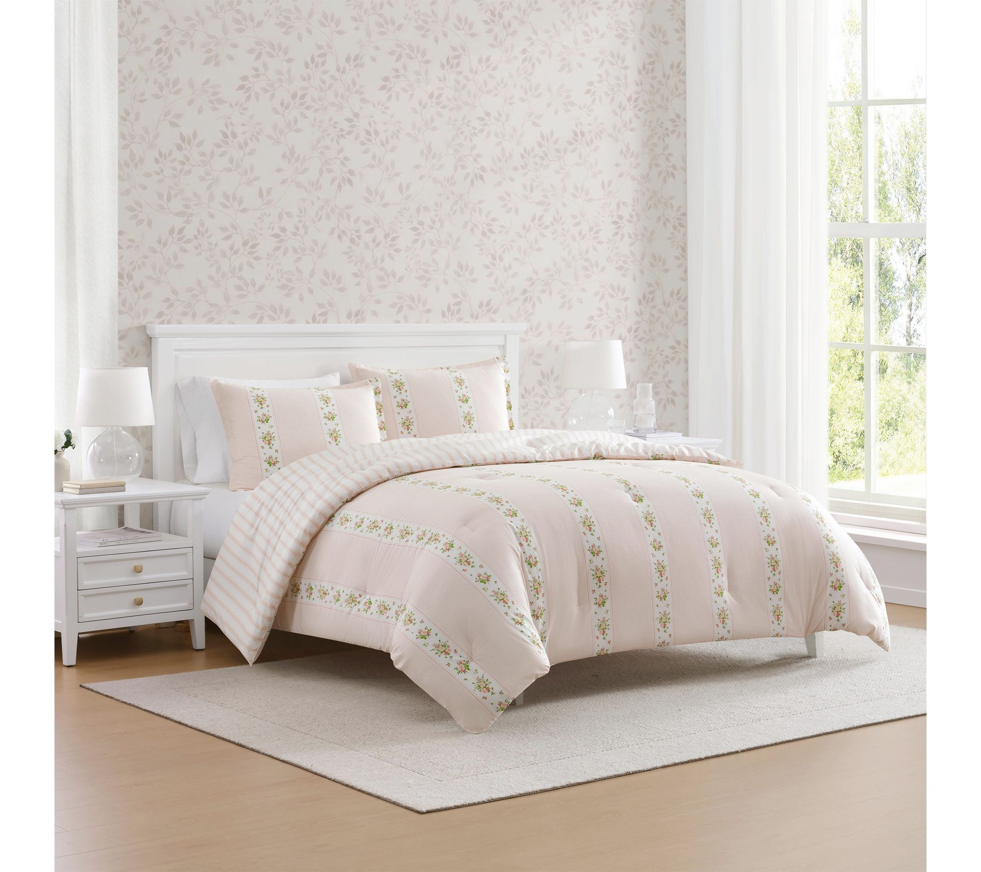 Martha Stewart Annabelle Stripe Pink King Comforter Set
