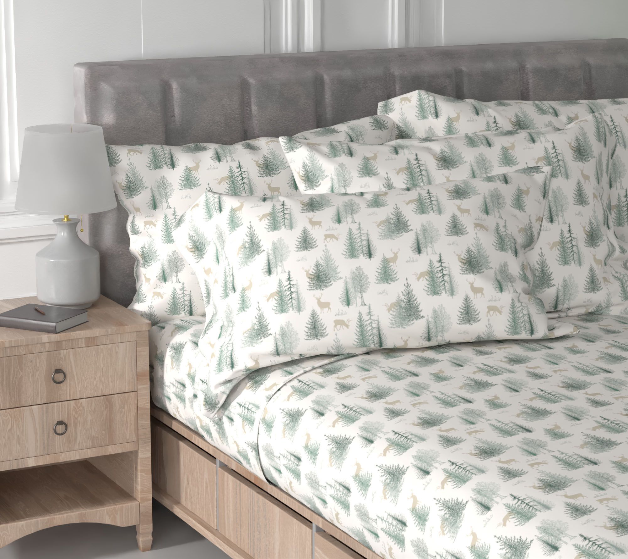 Home Reflections Flannel Sheet Set with Extra Pillowcases